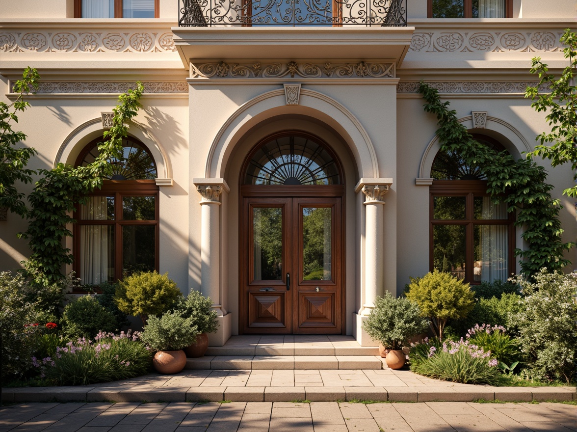 Prompt: Whimsical clinic facade, ornate Victorian details, soft pastel colors, delicate filigree patterns, grand entrance archways, elegant stonework, rustic wooden doors, stained glass windows, intricate metalwork, lush greenery, flowering vines, warm golden lighting, shallow depth of field, 1/2 composition, romantic misty atmosphere, realistic textures, ambient occlusion.