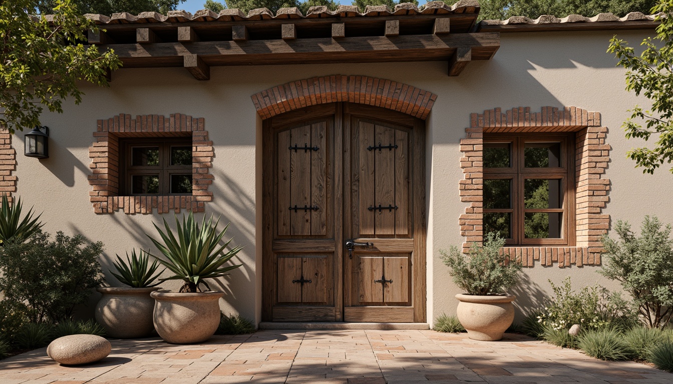 Prompt: Rustic stone walls, weathered wooden planks, distressed metal panels, rough-hewn brick facades, natural rock formations, rugged concrete textures, intricate tile patterns, ornate stucco details, worn wooden doors, heavy iron hinges, vintage hardware fixtures, earthy color palette, warm ambient lighting, soft focus photography, shallow depth of field, 1/2 composition, realistic material rendering.