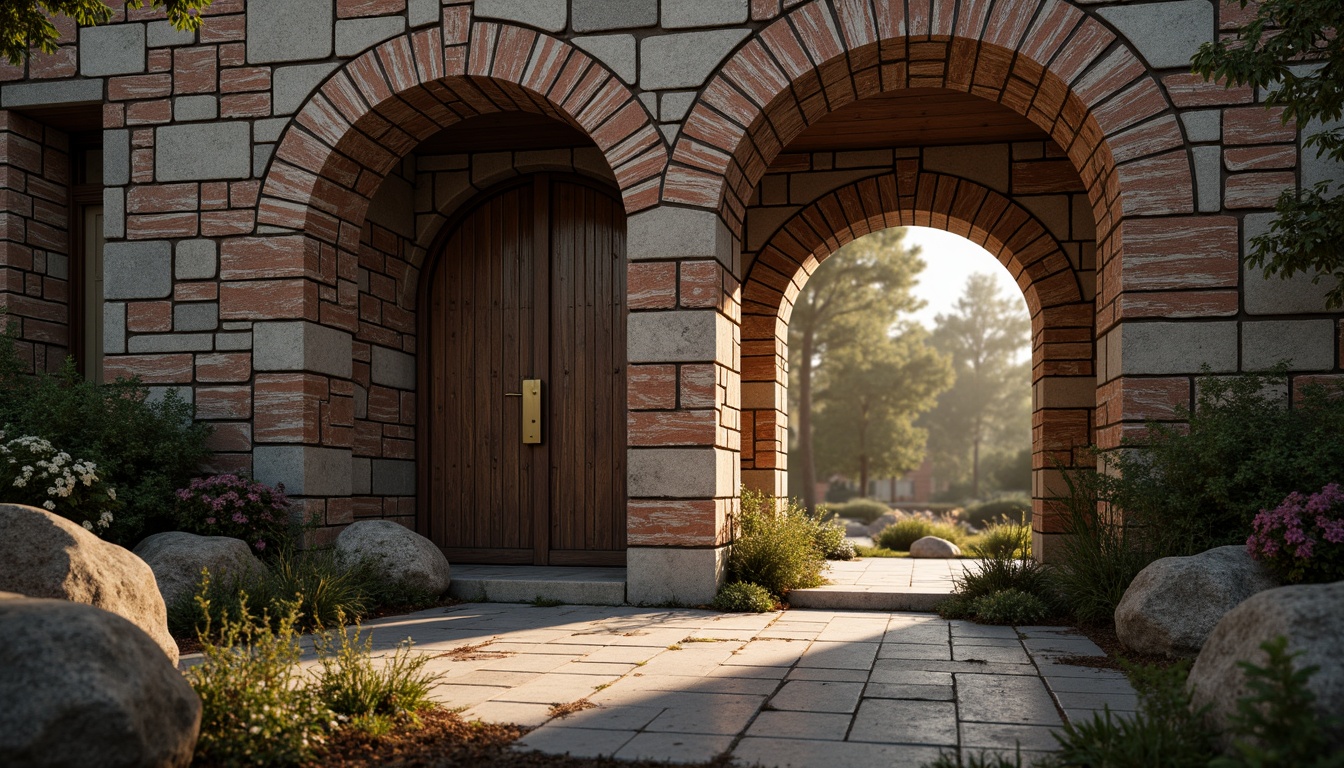 Prompt: Rustic stone walls, weathered wooden planks, distressed metal panels, rough-hewn concrete floors, tactile brick facades, natural rock formations, earthy tones, organic shapes, asymmetrical compositions, dramatic lighting effects, deep shadows, atmospheric misting, warm golden hour, 1/1 composition, realistic normal mapping, detailed specular highlights.