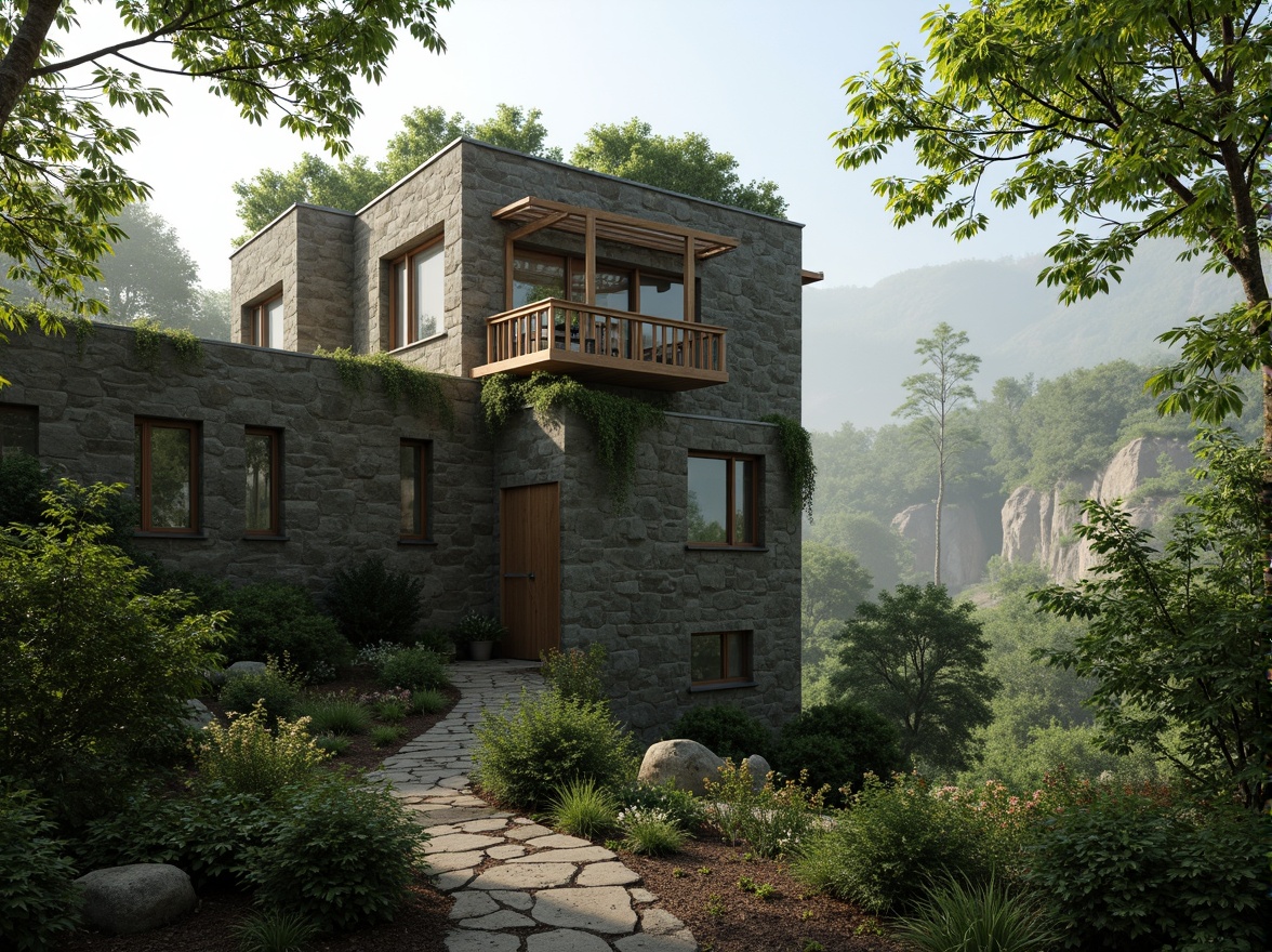 Prompt: Secluded watching tower, rustic stone walls, wooden accents, lush greenery integration, meandering pathways, natural rock formations, serene forest surroundings, misty morning atmosphere, soft diffused lighting, subtle depth of field, 1/2 composition, panoramic view, realistic textures, ambient occlusion, elevated vantage point, scenic overlooks, binoculars equipment, observation decks, wooden railings, nature-inspired color palette, earthy tones, blending with surroundings.