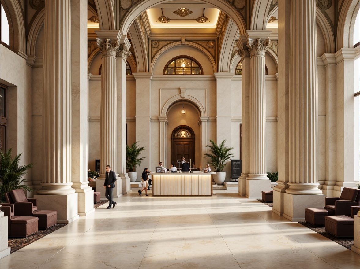 Prompt: Elegant neoclassical charging station, ornate columns, grand archways, rich marble textures, metallic accents, soft golden lighting, warm beige tones, creamy whites, subtle grays, refined black outlines, luxurious velvet fabrics, intricate moldings, classic typography, symmetrical composition, shallow depth of field, 1/1 aspect ratio, realistic render.