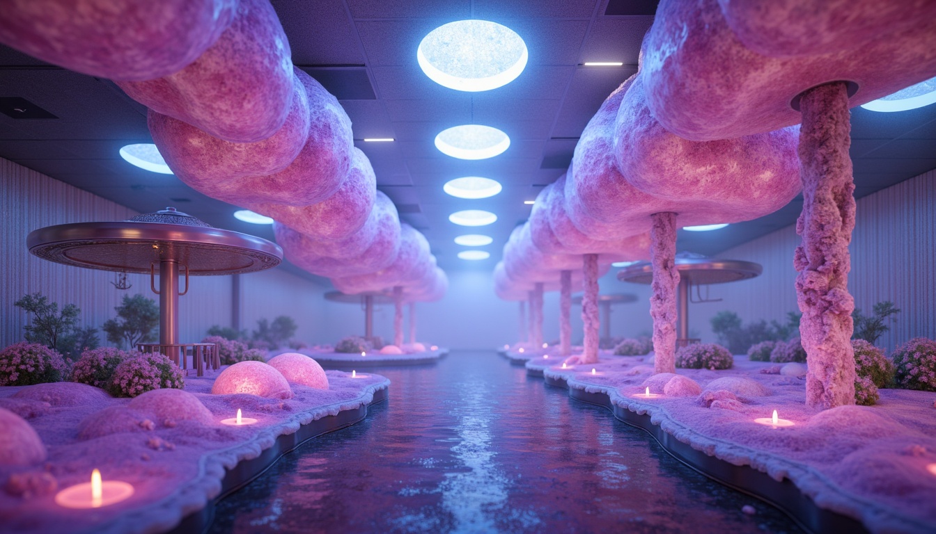 Prompt: Iridescent blob-like structures, translucent membranes, gelatinous materials, iridescent colors, neon-lit ambiance, futuristic architecture, curved lines, organic shapes, soft luminescence, misty atmosphere, shallow depth of field, 1/1 composition, cinematic lighting, realistic reflections, ambient occlusion.