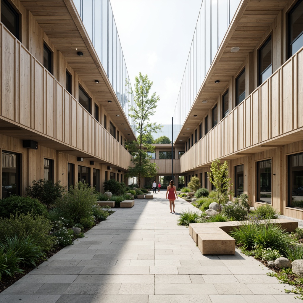 Prompt: Minimalist community center, open courtyards, natural stone flooring, wooden accents, simple benches, green roofs, vertical gardens, large skylights, soft diffused lighting, 1/1 composition, shallow depth of field, calm atmosphere, subtle textures, ambient occlusion, modern minimalist architecture, clean lines, monochromatic color scheme, abundant natural light, peaceful ambiance, community gathering spaces, public art installations, eco-friendly materials, sustainable design solutions.