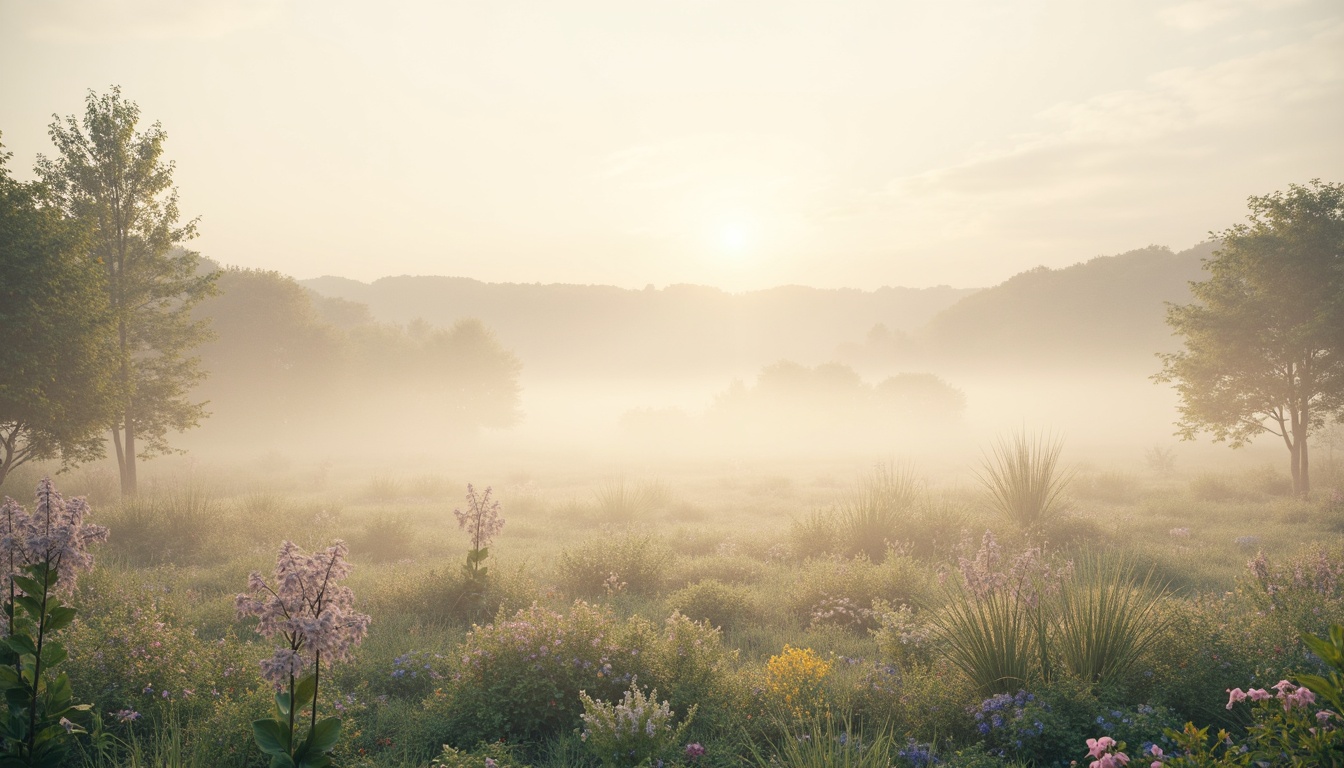 Prompt: Soft pastel hues, calming atmosphere, serene natural scenery, gentle misty morning, warm golden lighting, creamy whites, soothing blues, muted greens, earthy terracotta tones, delicate florals, subtle texture overlays, watercolor-inspired brushstrokes, dreamy ethereal quality, shallow depth of field, 1/1 composition, panoramic view, realistic color blending, ambient occlusion.