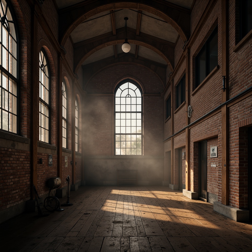 Prompt: Exposed brick walls, industrial metal beams, distressed wooden floors, vintage factory windows, grand Gothic arches, intricate stone carvings, ornate ironwork, dramatic vaulted ceilings, mysterious ambiance, soft warm lighting, atmospheric fog, cinematic composition, 1/1 aspect ratio, realistic textures, ambient occlusion.