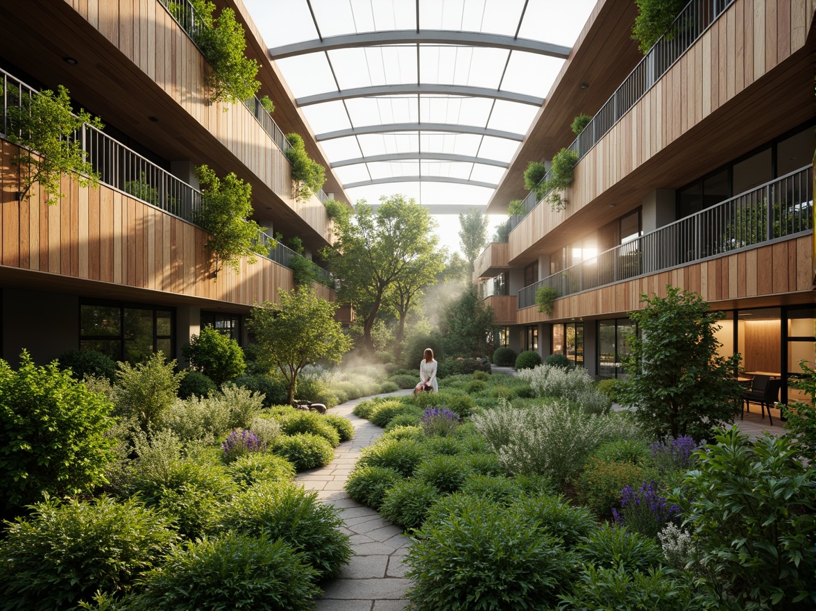 Prompt: Lush green roofs, eco-friendly materials, sustainable cinema design, natural ventilation systems, large skylights, reclaimed wood accents, bamboo flooring, living walls, urban agriculture, modern minimalist architecture, curved lines, futuristic aesthetic, warm ambient lighting, shallow depth of field, 1/1 composition, cinematic color palette, realistic textures, atmospheric misting system.