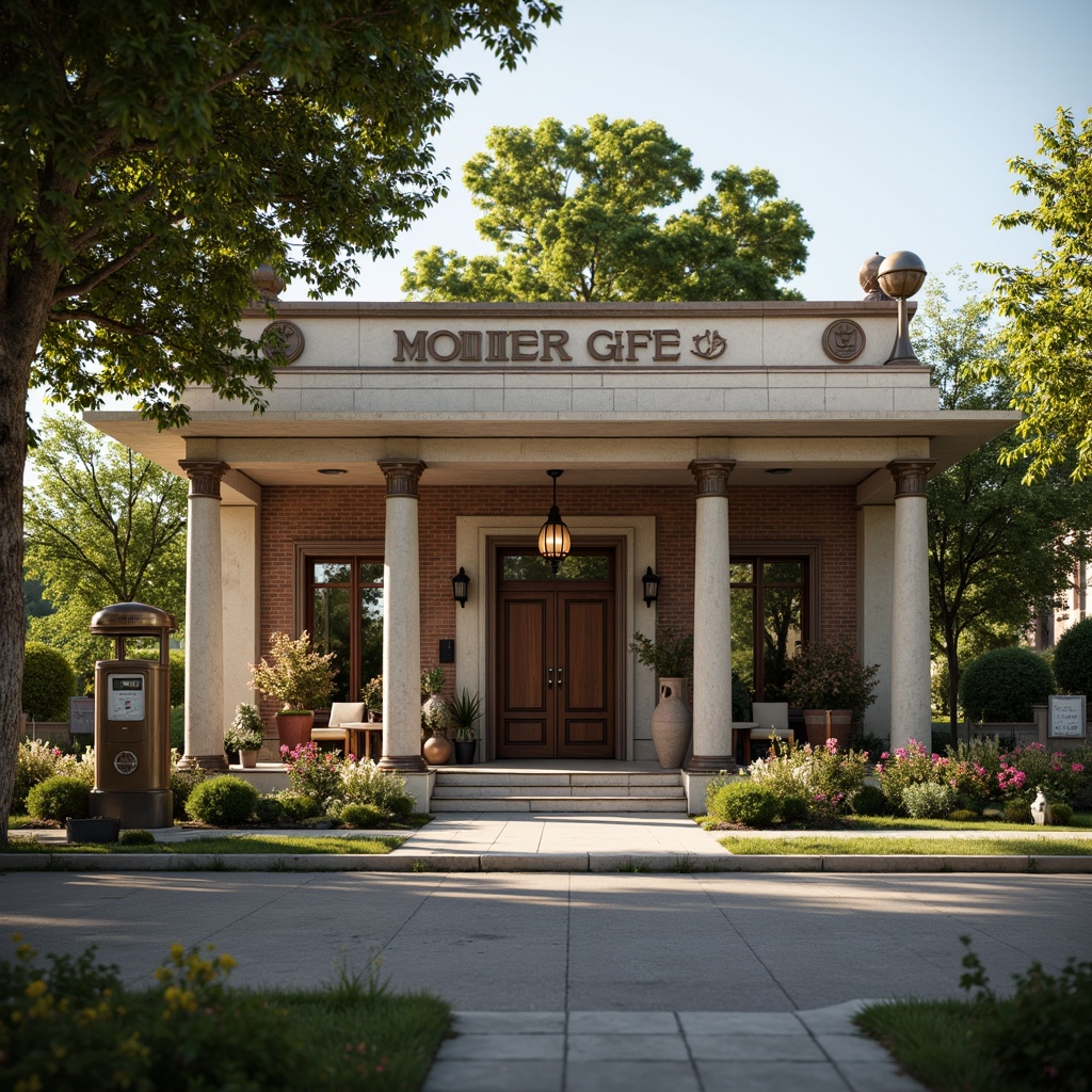 Prompt: Rustic neoclassical gas station, grandiose columns, ornate facades, symmetrical architecture, lush greenery, blooming flowers, manicured lawns, vintage fuel pumps, antique lanterns, rich wood accents, bronze detailing, elegant signage, refined stonework, harmonious color palette, warm afternoon lighting, shallow depth of field, 2/3 composition, cinematic view, realistic textures, ambient occlusion.