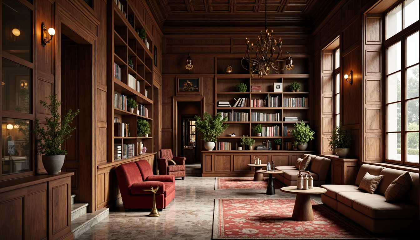 Prompt: Rich wood grains, luxurious velvet fabrics, smooth marble surfaces, rustic stone walls, warm leather-bound books, soft carpet flooring, elegant metal shelving, subtle glass accents, cozy reading nooks, natural light filtering, atmospheric ambient lighting, 1/1 composition, shallow depth of field, realistic textures, ambient occlusion.