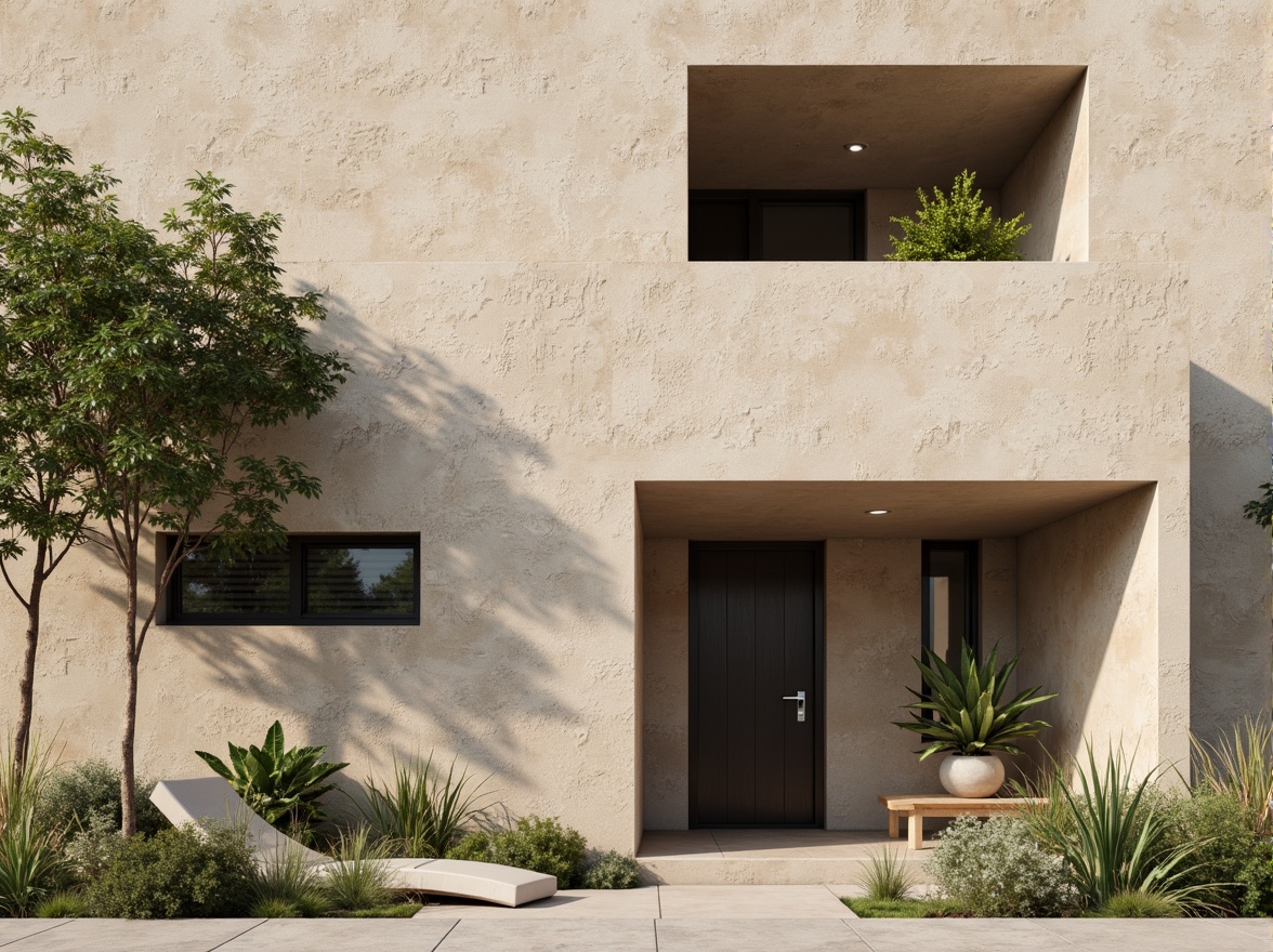 Prompt: Rustic building facade, plastered concrete walls, earthy tones, natural textures, rough finishes, industrial chic, urban landscape, modern brutalist architecture, functional design, minimalist aesthetic, monochromatic color scheme, subtle shadows, soft diffused lighting, shallow depth of field, 1/2 composition, realistic rendering.