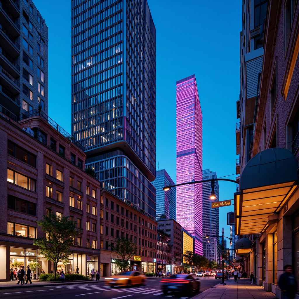 Prompt: Vibrant cityscape, modern skyscrapers, sleek glass towers, urban landscape, busy streets, eclectic color palette, bold bright hues, contrasting textures, metallic accents, neon lights, nighttime ambiance, cinematic lighting, shallow depth of field, 3/4 composition, realistic reflections, ambient occlusion.