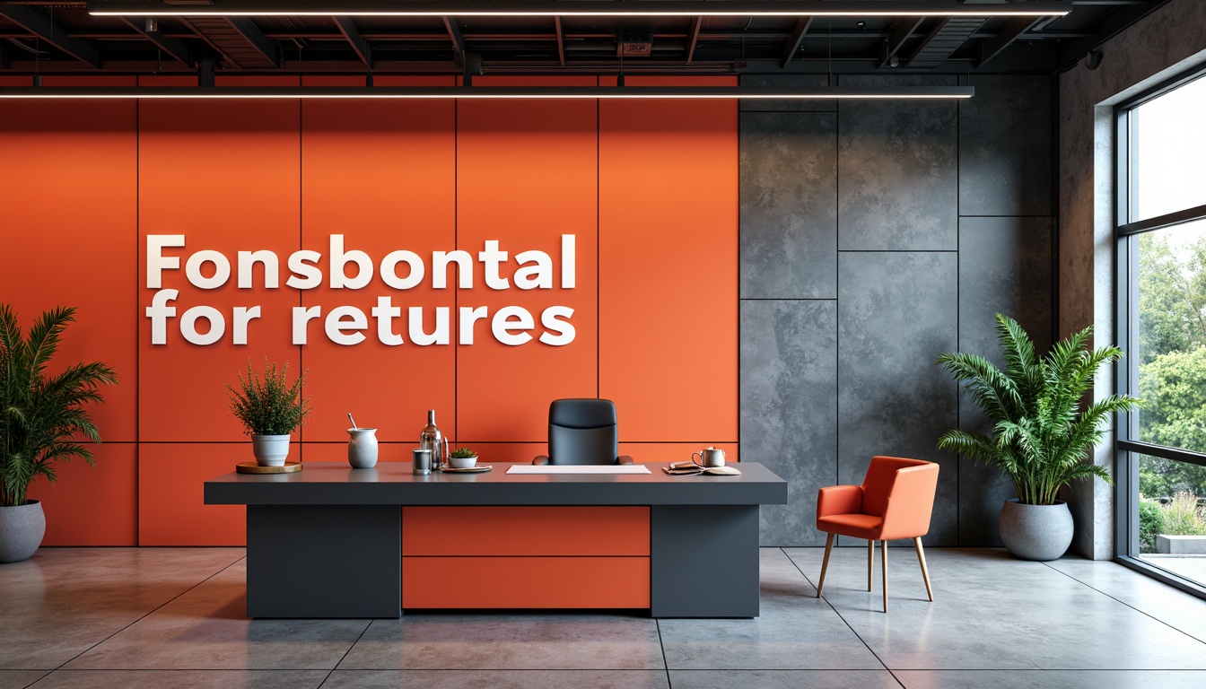 Prompt: Vibrant modern workspace, sleek minimalist desk, ergonomic chair, bold typography, contrasting color scheme, bright accent walls, calming neutral background, futuristic metallic accents, warm task lighting, shallow depth of field, 3/4 composition, panoramic view, realistic textures, ambient occlusion.