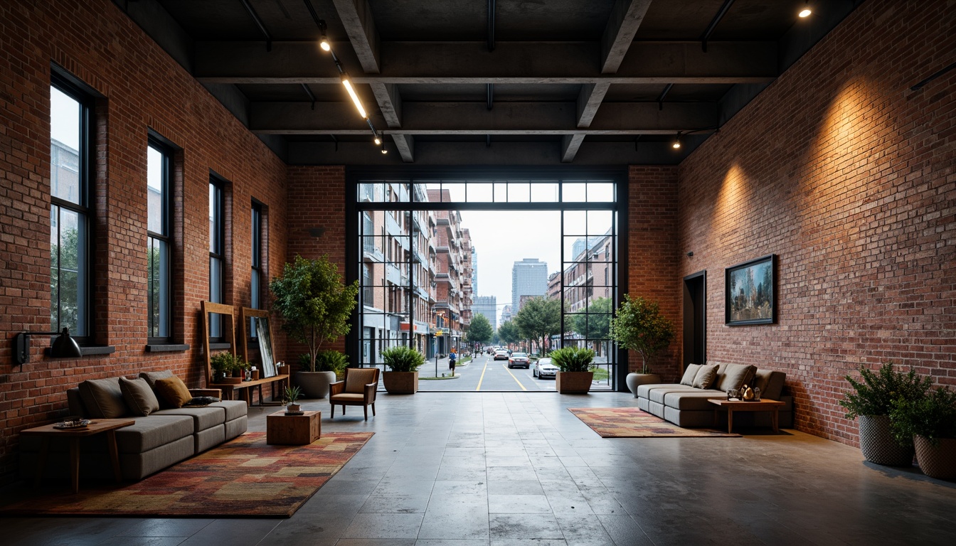 Prompt: Exposed brick walls, metal beams, industrial lighting fixtures, reclaimed wood accents, urban cityscape, bustling streets, converted warehouses, modern loft apartments, open floor plans, polished concrete floors, steel frames, minimalist decor, functional simplicity, distressed textures, moody color palette, dramatic shadows, high contrast lighting, 3/4 composition, symmetrical framing, gritty realism, ambient occlusion.