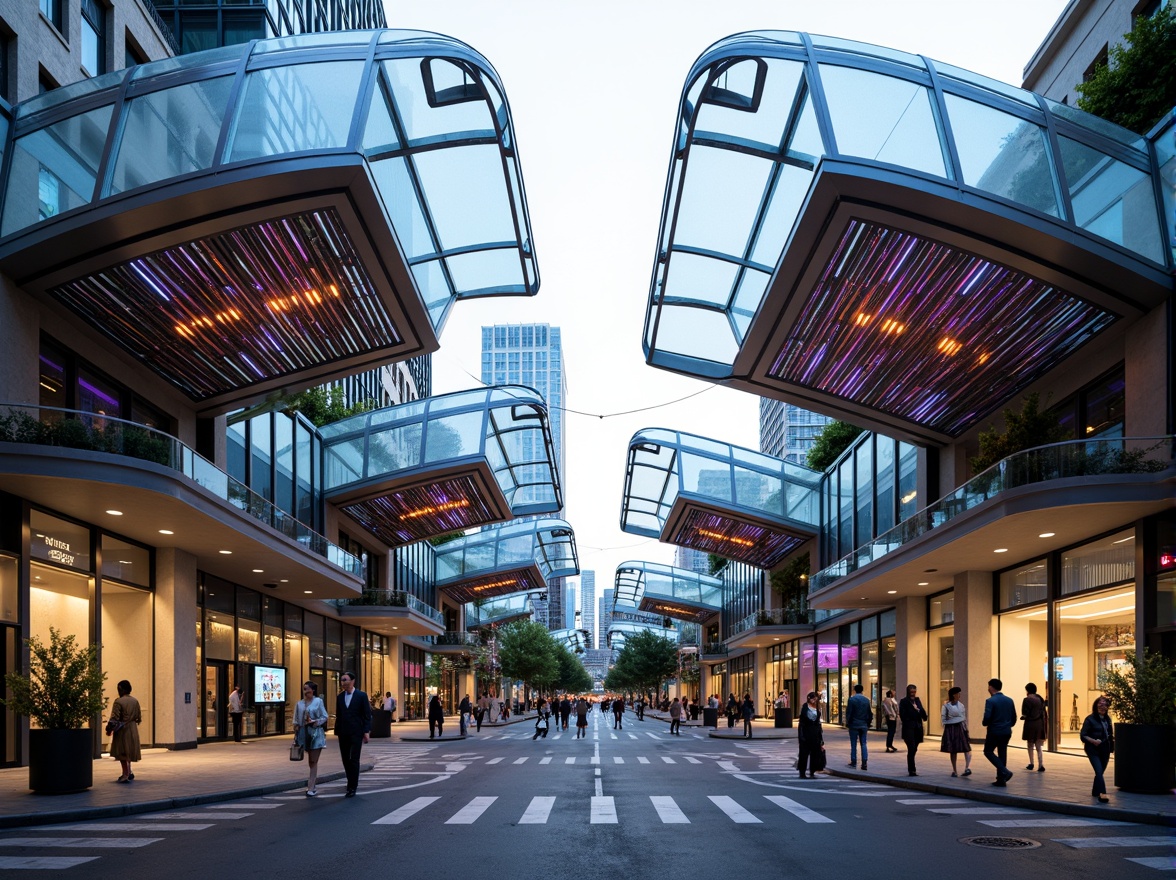 Prompt: Futuristic tram station, dynamic curvaceous lines, LED light installations, transparent glass roofs, metallic mesh facades, vibrant colored accents, modern minimalist design, urban cityscape, bustling streets, morning rush hour, soft natural lighting, shallow depth of field, 1/1 composition, panoramic view, realistic reflections, ambient occlusion.Please let me know if you need any adjustments!