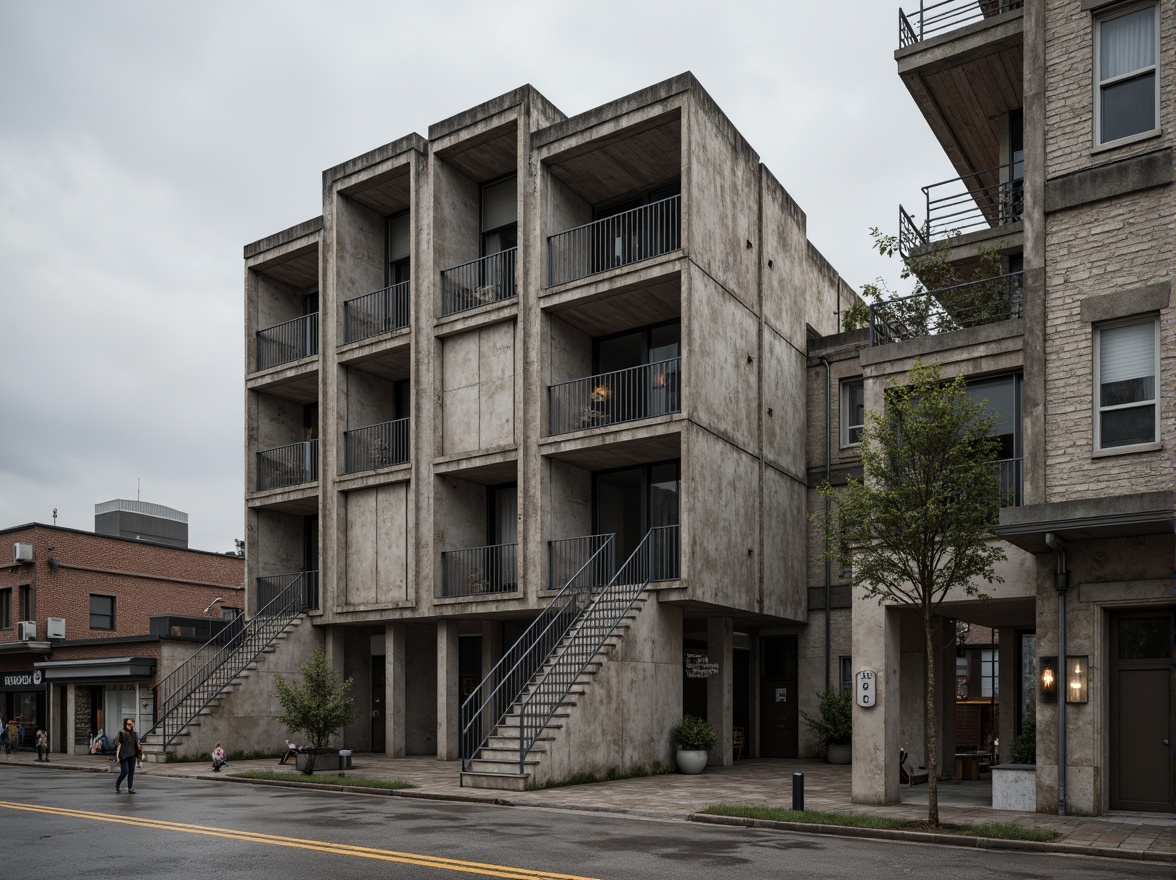 Prompt: Rugged concrete walls, exposed steel beams, industrial metal pipes, reclaimed wood accents, brutalist textures, raw unfinished surfaces, minimalist ornamentation, functional simplicity, urban cityscape, overcast skies, dramatic shadows, high-contrast lighting, bold geometric forms, abstract compositions, fragmented structures, deconstructivist elements, distressed finishes, weathered patinas, avant-garde aesthetics, experimental materials, innovative fabrication techniques.