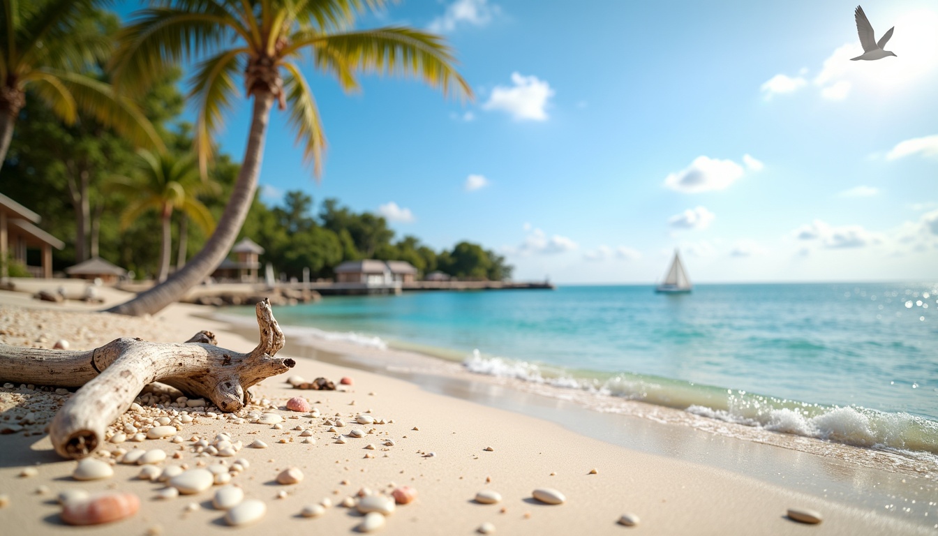 Prompt: Calming beachside scenery, soft sandy shores, crystal-clear turquoise waters, weathered driftwood, seashells, ocean spray, gentle sea breeze, warm sunny day, natural textures, earthy tones, serene atmosphere, shallow depth of field, 1/1 composition, realistic lighting, ambient occlusion, pastel color palette, beachy vibes, coastal architecture, wooden pier, sailboats, seagulls flying overhead.Please let me know if this meets your requirements or if you need further adjustments!