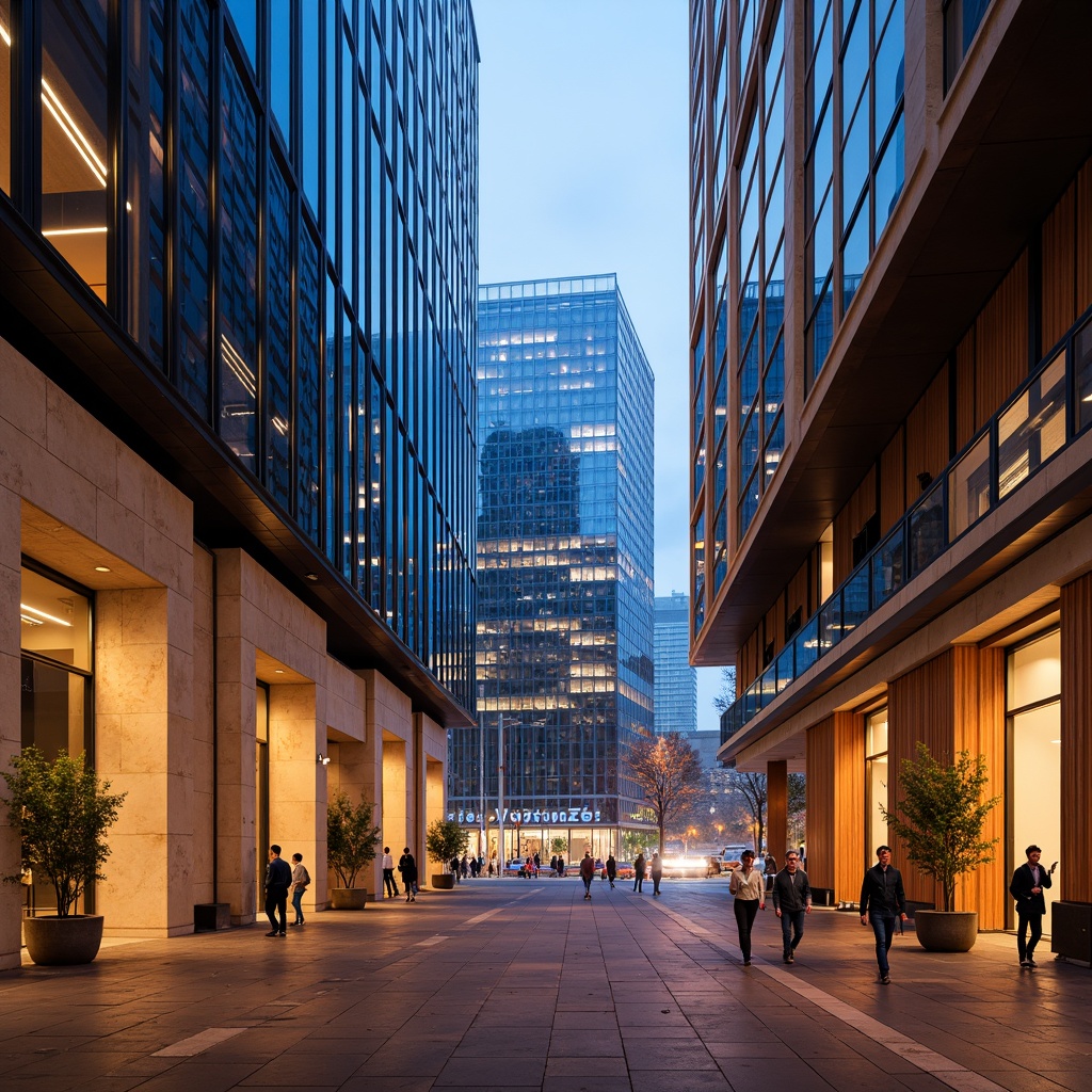 Prompt: Vibrant urban landscape, sleek modern skyscrapers, angular glass facades, metallic accents, warm beige stone walls, rich wood tones, bold accent colors, neon lights, nighttime cityscape, atmospheric mist, softbox lighting, 1/1 composition, shallow depth of field, realistic reflections, ambient occlusion.