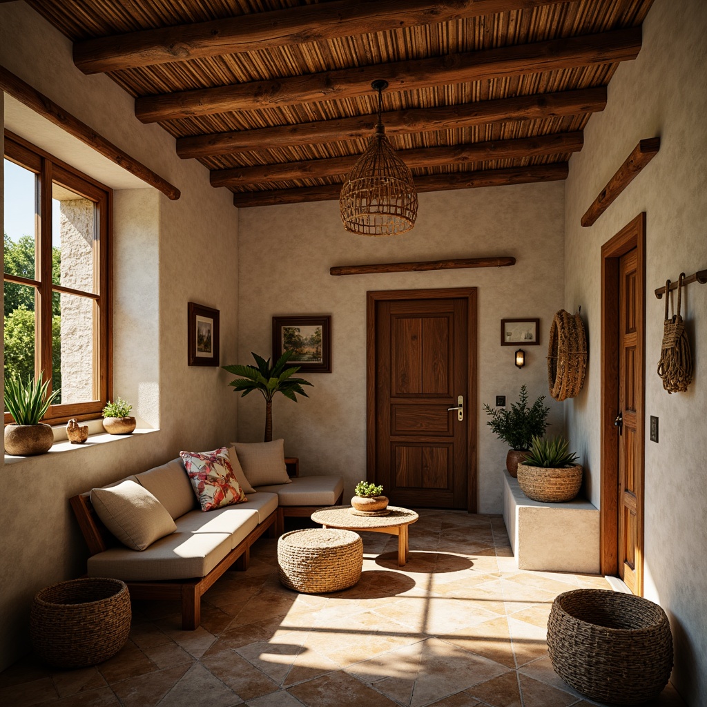 Prompt: Cozy dormitory, regional materials, earthy tones, wooden accents, natural textures, woven baskets, handmade crafts, local artwork, vernacular architecture, rustic doors, stone walls, clay roofs, sunny afternoon, warm soft lighting, shallow depth of field, 1/2 composition, intimate atmosphere, realistic rendering, ambient occlusion.Please let me know if this meets your requirements!