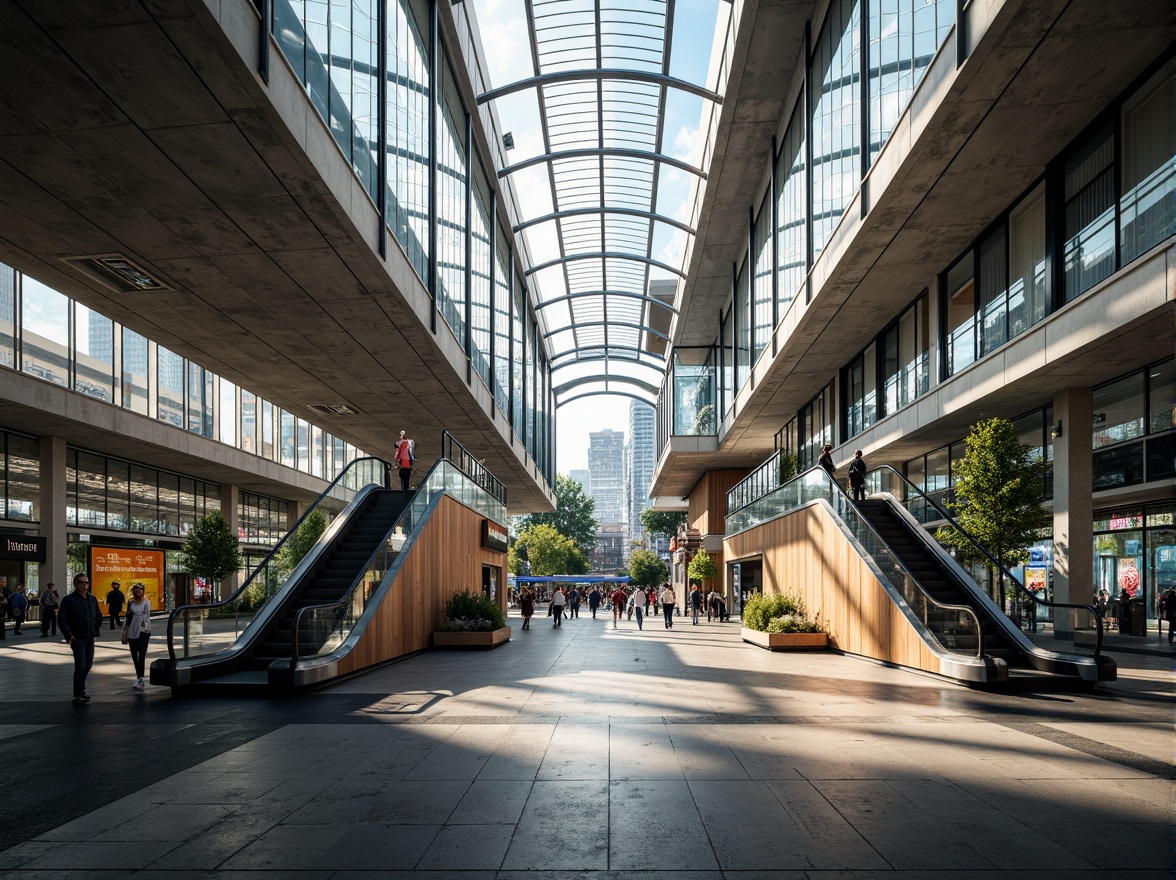 Prompt: Modern metro station architecture, sleek steel framework, glass roofs, natural stone flooring, industrial-chic concrete walls, futuristic LED lighting, dynamic escalators, advanced signage systems, vibrant urban art installations, bustling city atmosphere, warm afternoon sunlight, shallow depth of field, 3/4 composition, panoramic view, realistic textures, ambient occlusion.