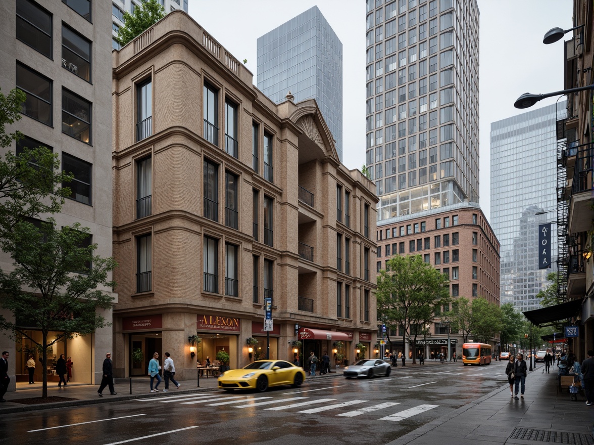 Prompt: Historic courthouse building, neoclassical facade, ornate clock tower, grand staircase, marble floors, rich wood paneling, natural light-filled atrium, urban cityscape, bustling streets, vibrant street art, modern skyscrapers, mixed-use development, pedestrian-friendly sidewalks, green roofs, energy-efficient systems, rainy day, soft misty lighting, shallow depth of field, 2/3 composition, realistic textures, ambient occlusion.