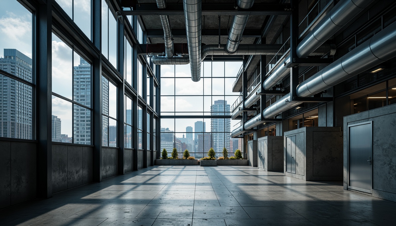 Prompt: Modern steel structure building, sleek metal framework, industrial chic aesthetic, exposed ductwork, polished concrete floors, minimalist interior design, urban cityscape, overcast sky, dramatic lighting effects, high-contrast shadows, 1/2 composition, low-angle shot, cinematic mood, realistic metallic textures, ambient occlusion.