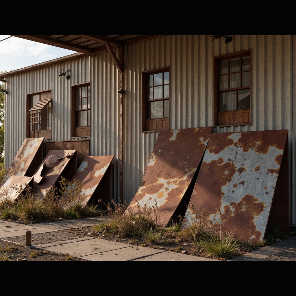 Prompt: Rustic corrugated iron sheets, weathered metal surfaces, distressed textures, industrial aesthetic, rural landscapes, abandoned factories, old warehouses, vintage machinery, earthy tones, muted color palette, warm natural light, shallow depth of field, 1/1 composition, realistic reflections, ambient occlusion.