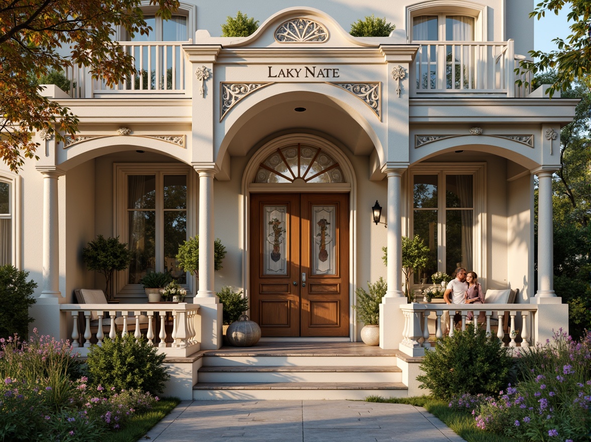 Prompt: Whimsical clinic facade, ornate Victorian details, soft pastel colors, delicate filigree patterns, grand entrance archways, elegant columns, intricate stonework, lush greenery, blooming flowers, natural stone walls, stained glass windows, warm golden lighting, shallow depth of field, 1/2 composition, romantic atmosphere, realistic textures, ambient occlusion.