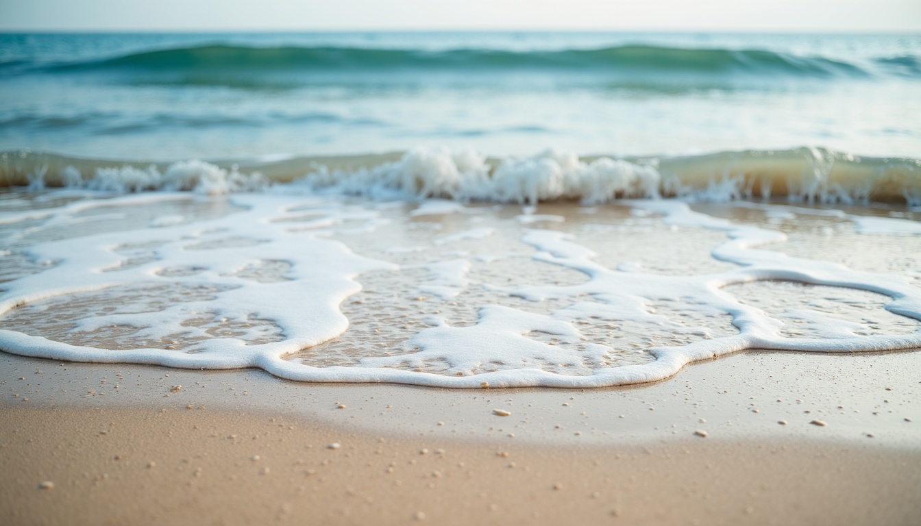 Prompt: Calming ocean waves, serene blue tones, creamy whites, warm beige accents, subtle sandy textures, natural driftwood, soft misty lighting, shallow depth of field, 1/1 composition, realistic atmospheric effects, ambient occlusion.