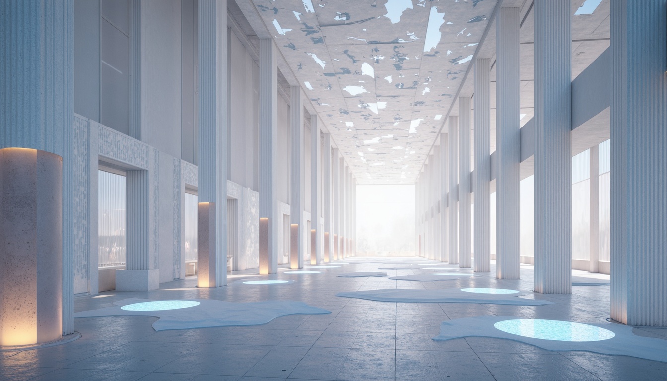 Prompt: Ethereal atmosphere, soft diffused light, delicate translucent fabrics, iridescent glass surfaces, shimmering crystal prisms, luminous LED installations, futuristic architecture, sleek minimalist design, subtle color gradients, ambient occlusion, misty morning dew, gentle warm glow, 1/1 composition, realistic reflections, high-key lighting.