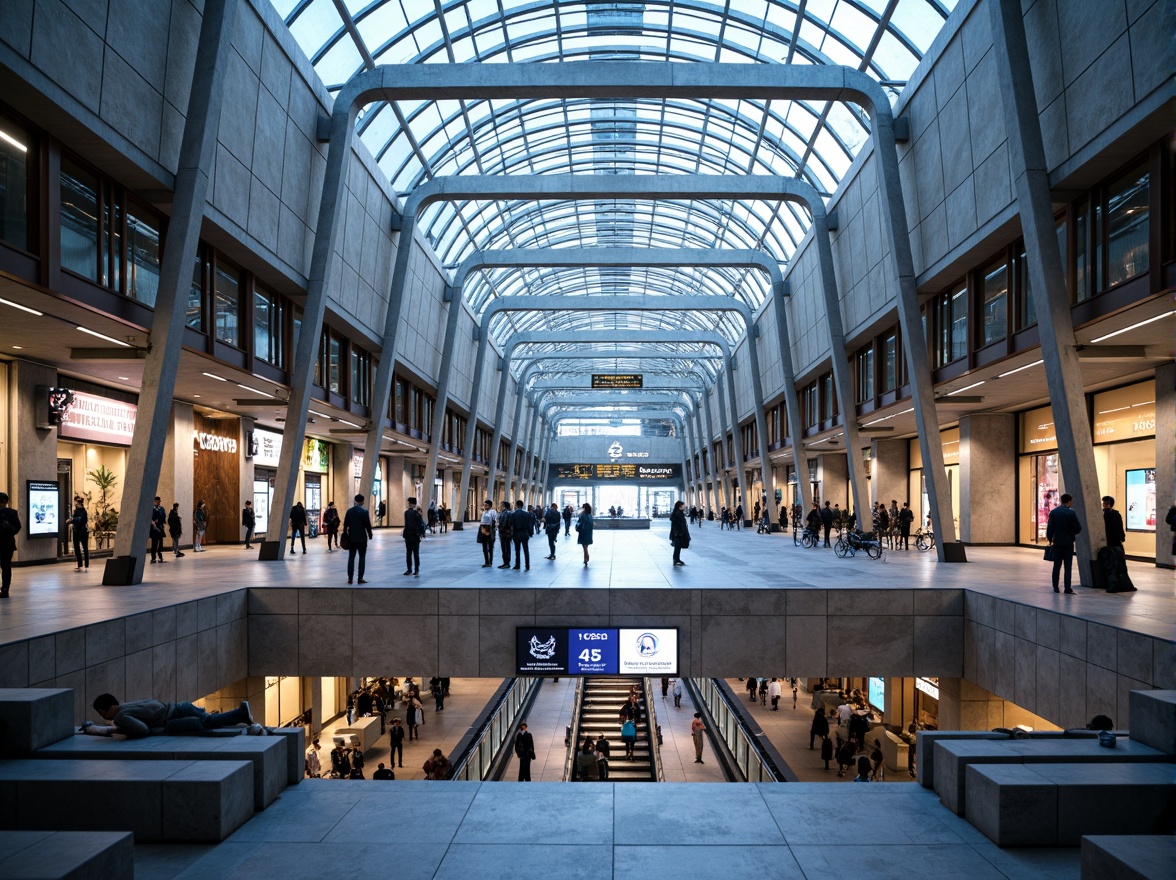 Prompt: Grand academic metro station, modern fa\u00e7ade design, curved glass roofs, stainless steel columns, minimalistic architecture, natural stone walls, vibrant LED lighting, futuristic electronic displays, sleek metal benches, elegant signage systems, high-ceilinged platforms, spacious waiting areas, bustling city atmosphere, morning rush hour scene, shallow depth of field, 1/1 composition, symmetrical view, realistic reflections, ambient occlusion.