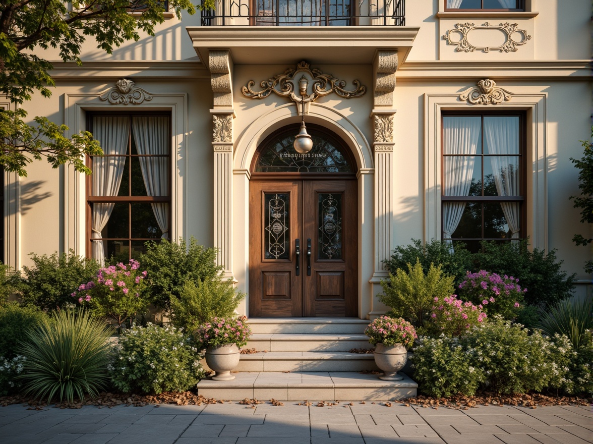 Prompt: Whimsical clinic facade, ornate Victorian details, soft pastel colors, delicate filigree patterns, grand entrance archways, stained glass windows, intricate stone carvings, lush greenery, blooming flowers, natural stone walls, warm golden lighting, shallow depth of field, 1/1 composition, romantic atmosphere, nostalgic feel, vintage medical equipment, distressed wood textures, elegant typography, ornate metalwork, subtle weathering effects.