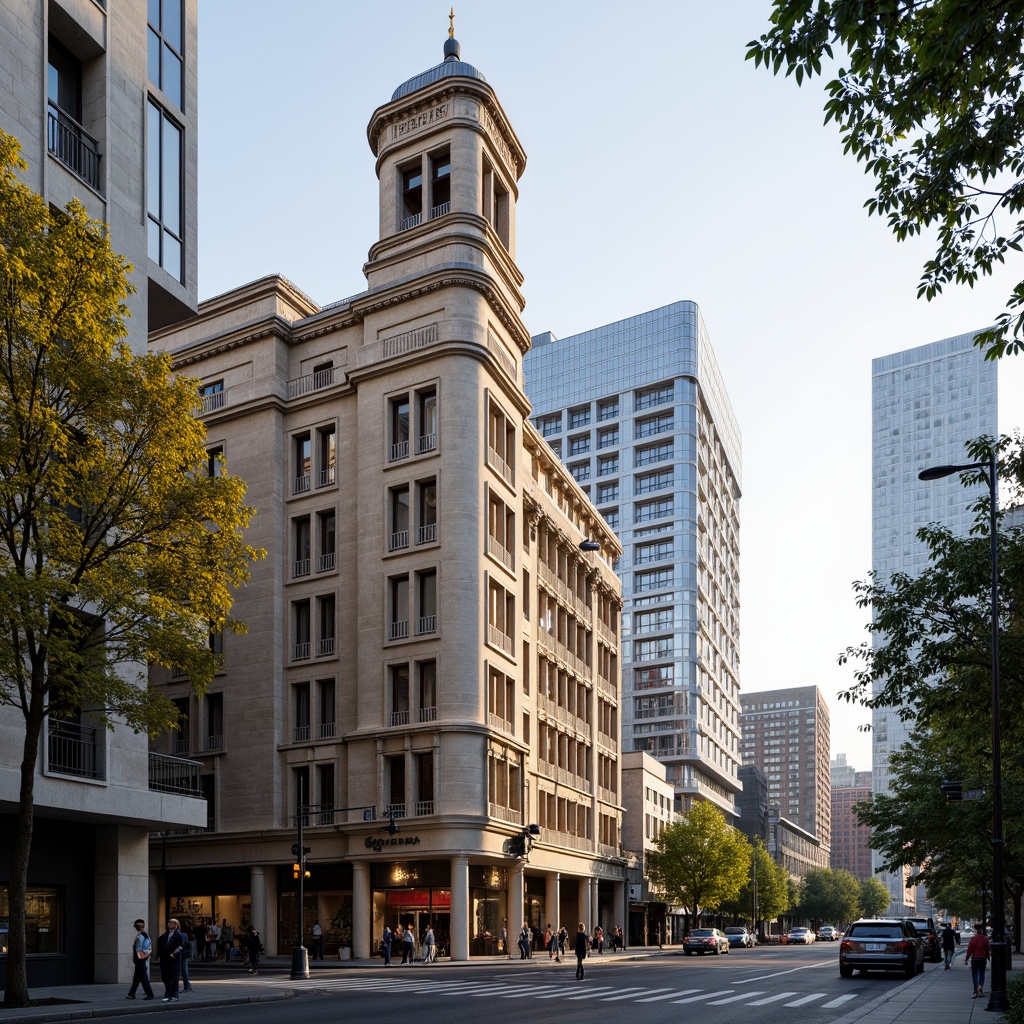 Prompt: Historic courthouse building, neoclassical facade, ornate clock tower, granite stone walls, wooden accents, grand staircase, high ceilings, natural light, urban cityscape, busy streets, modern skyscrapers, vibrant street art, lush greenery, pedestrian walkways, bike lanes, public transportation hub, bustling commercial district, morning commute, soft warm lighting, shallow depth of field, 2/3 composition, realistic textures, ambient occlusion.