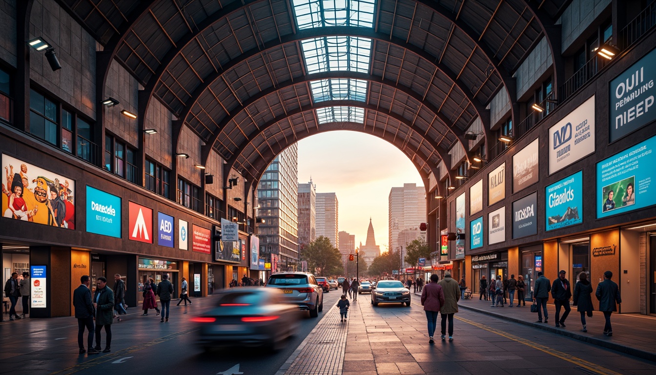 Prompt: Vibrant metro station, futuristic architecture, bold color scheme, neon lights, sleek metal surfaces, angular lines, modern signage, dynamic LED displays, bustling pedestrian traffic, urban cityscape, morning rush hour, warm golden lighting, shallow depth of field, 1/1 composition, realistic textures, ambient occlusion.