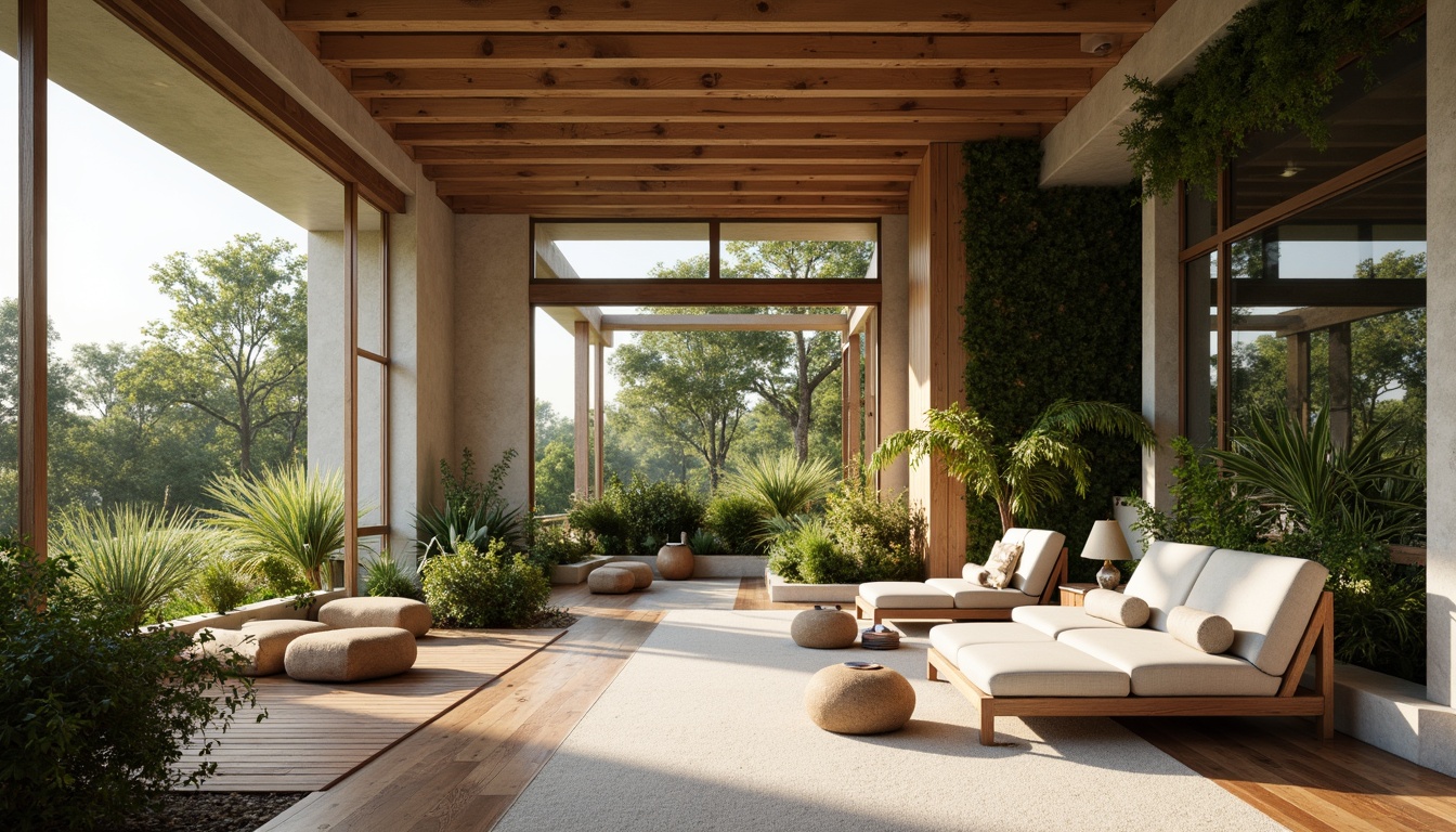 Prompt: Calming interior space, soothing color palette, natural materials, reclaimed wood accents, living green walls, serene water features, comfortable plush furniture, soft warm lighting, cozy reading nooks, peaceful ambiance, organic shapes, minimal decor, calming scents, essential oil diffusers, sound-absorbing textiles, acoustic comfort, 1/1 composition, shallow depth of field, realistic renderings.