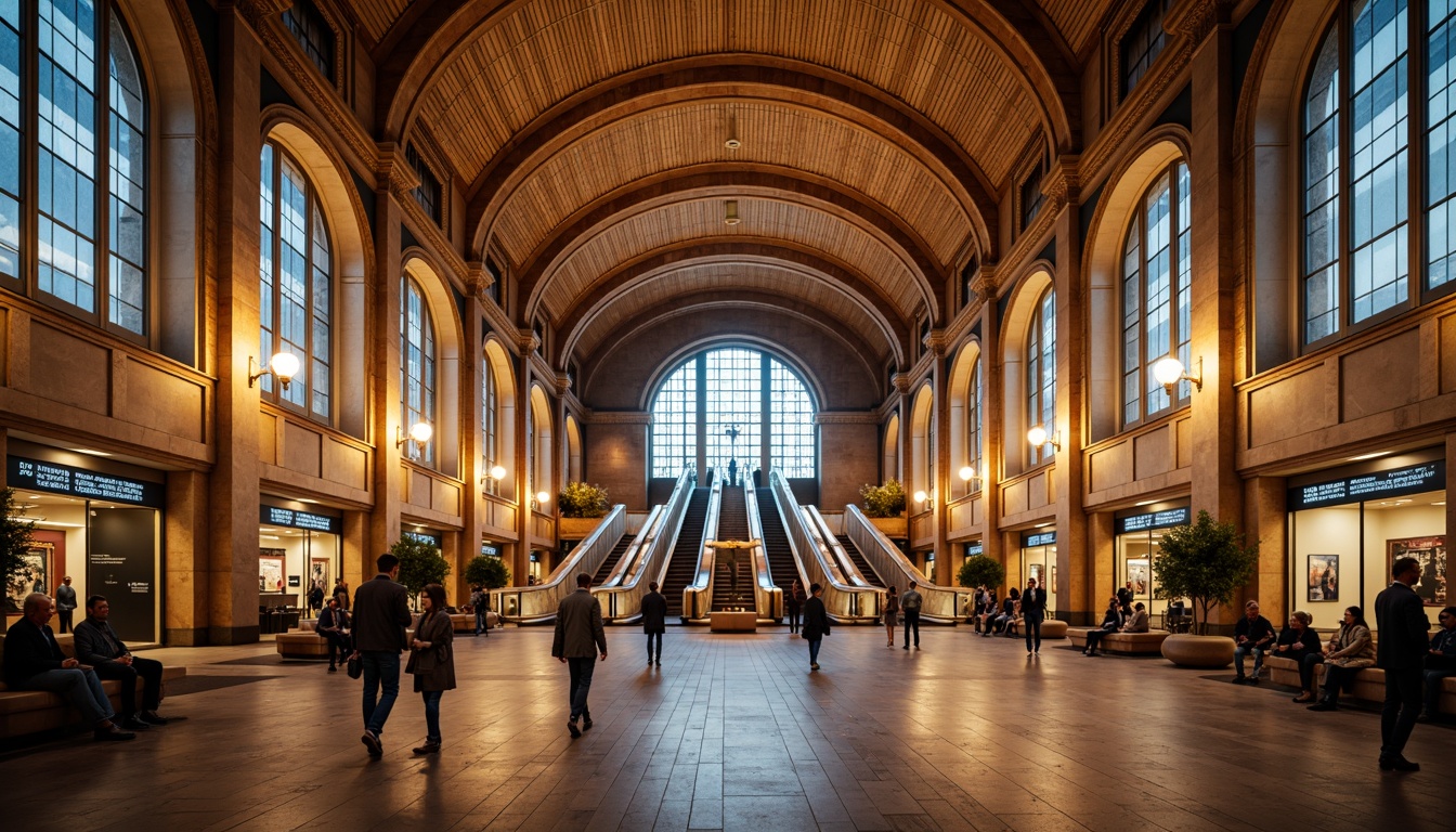 Prompt: Grand academic metro station, elegant arches, imposing columns, ornate details, rich stone cladding, metallic accents, vibrant signage, modern LED lighting, spacious platforms, comfortable seating areas, intricate tile work, dynamic escalators, sweeping staircases, natural ventilation systems, high ceilings, airy atmosphere, urban cityscape, busy streets, rush hour scenes, warm golden lighting, shallow depth of field, 1/2 composition, realistic textures, ambient occlusion.