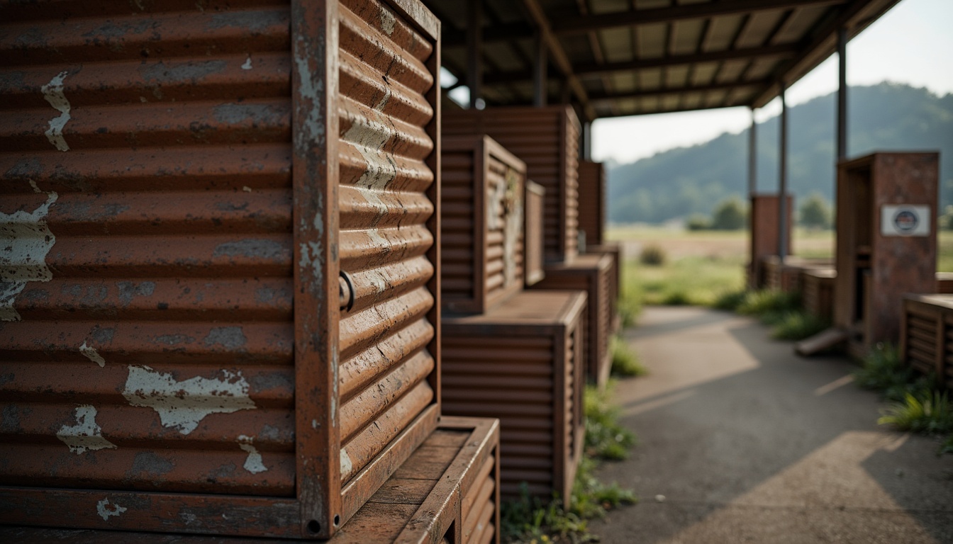 Prompt: Rustic corrugated iron sheets, weathered metal surfaces, distressed textures, industrial aesthetic, rural landscapes, abandoned factories, old warehouses, vintage machinery, earthy tones, muted color palette, warm natural light, shallow depth of field, 1/1 composition, realistic reflections, ambient occlusion.