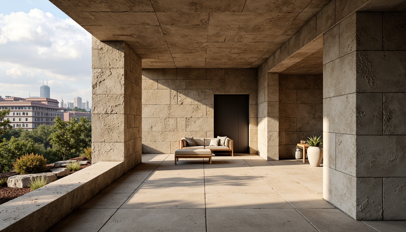 Prompt: Lavacrete architectural material, rough stone texture, earthy tone, natural pattern, rustic aesthetic, modern brutalist design, industrial chic atmosphere, urban landscape, cityscape background, dramatic lighting, high contrast shadows, 1/1 composition, realistic rendering, ambient occlusion.