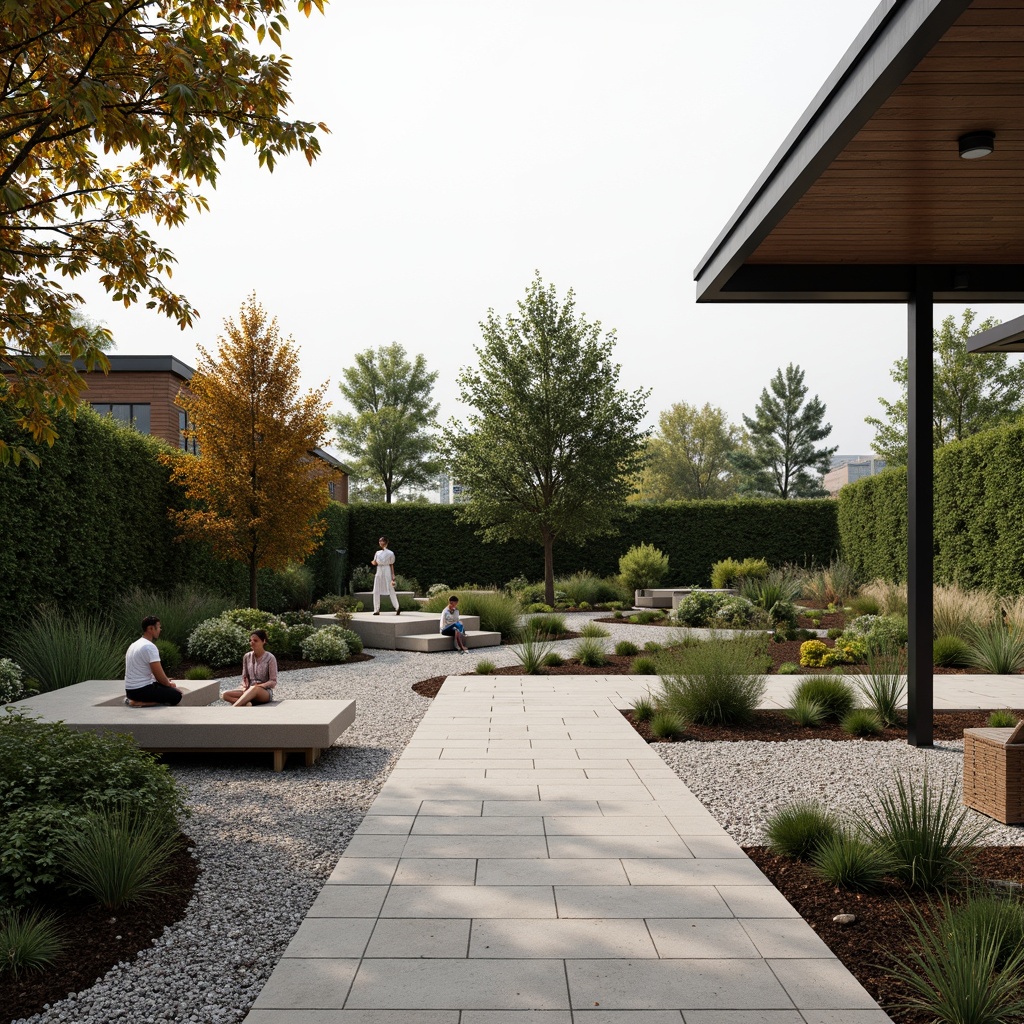 Prompt: Simple modern garden, clean lines, minimal ornamentation, natural stone pathways, sparse greenery, succulent plants, gravel groundcover, wooden benches, subtle outdoor lighting, warm neutral tones, shallow depth of field, 1/1 composition, panoramic view, realistic textures, ambient occlusion.