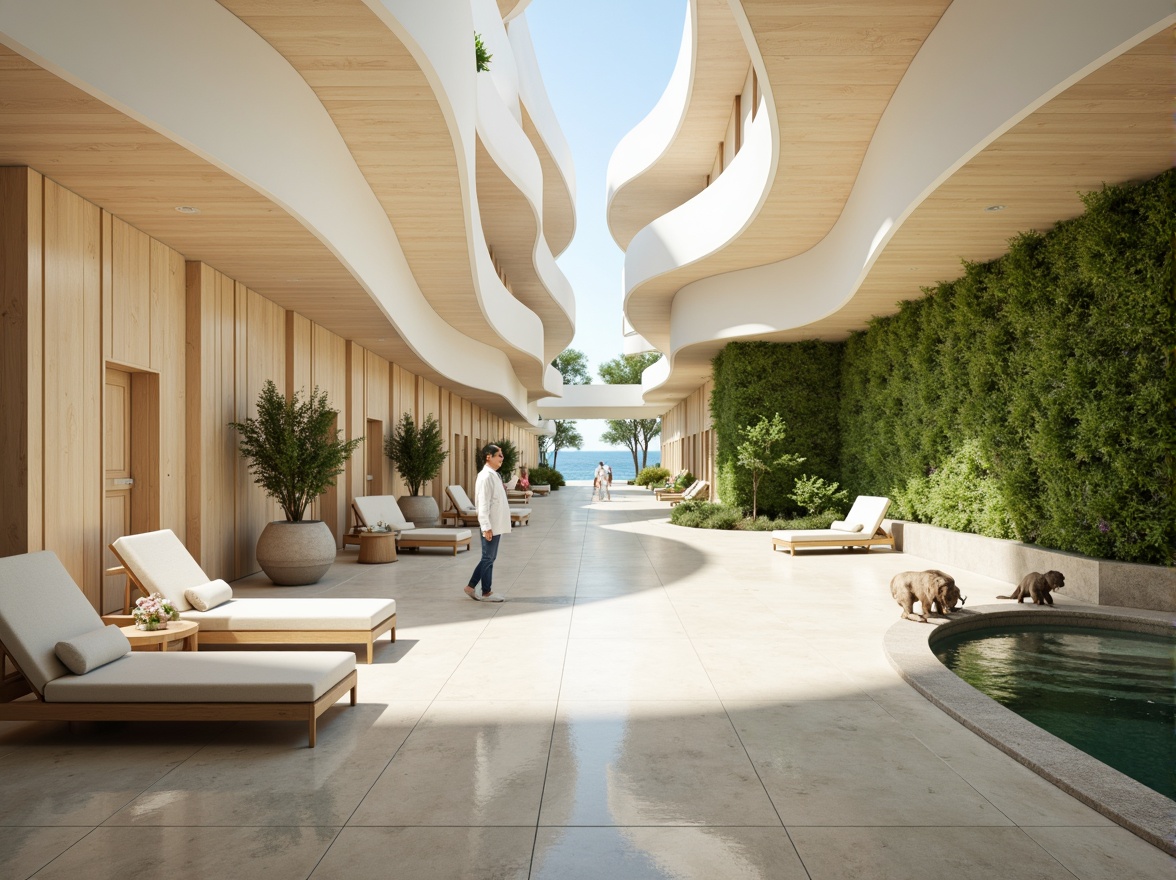 Prompt: Soothing healthcare facility, calming atmosphere, gentle curves, natural wood accents, soft pastel colors, creamy whites, pale blues, muted greens, warm beige tones, comforting textiles, plush furnishings, serene water features, lush green walls, abundant natural light, subtle gradient effects, shallow depth of field, 1/1 composition, realistic reflections, ambient occlusion.