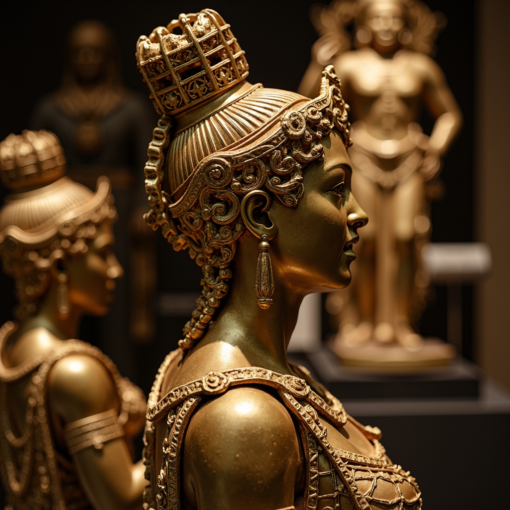 Prompt: Luxurious bronze statue, intricate metalwork details, warm golden color, high-gloss finish, ornate decorations, ancient Greek-inspired designs, museum-quality display, softbox lighting, shallow depth of field, 1/1 composition, realistic reflections, ambient occlusion.