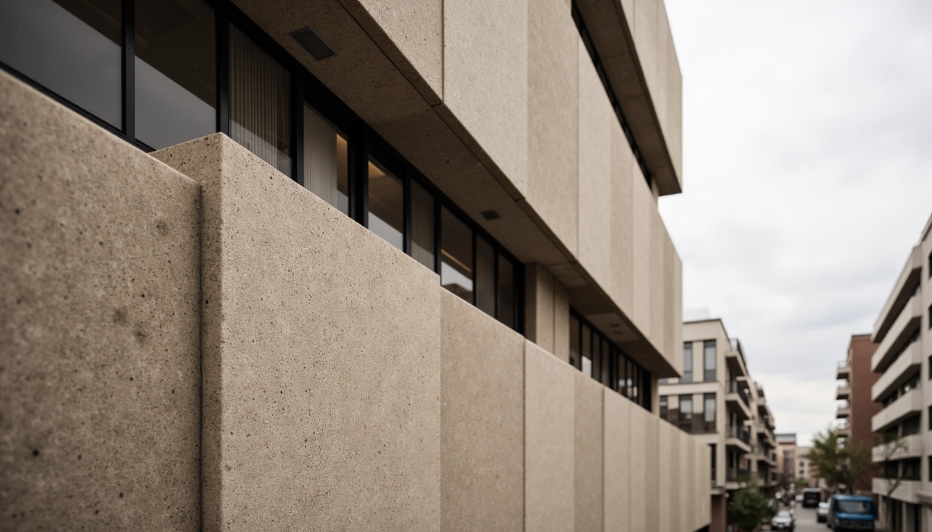 Prompt: Lavacrete building facade, rough stone texture, earthy tone, natural material, modern architecture, sleek lines, minimalist design, urban cityscape, cloudy sky, soft diffused lighting, shallow depth of field, 1/1 composition, realistic rendering, ambient occlusion.