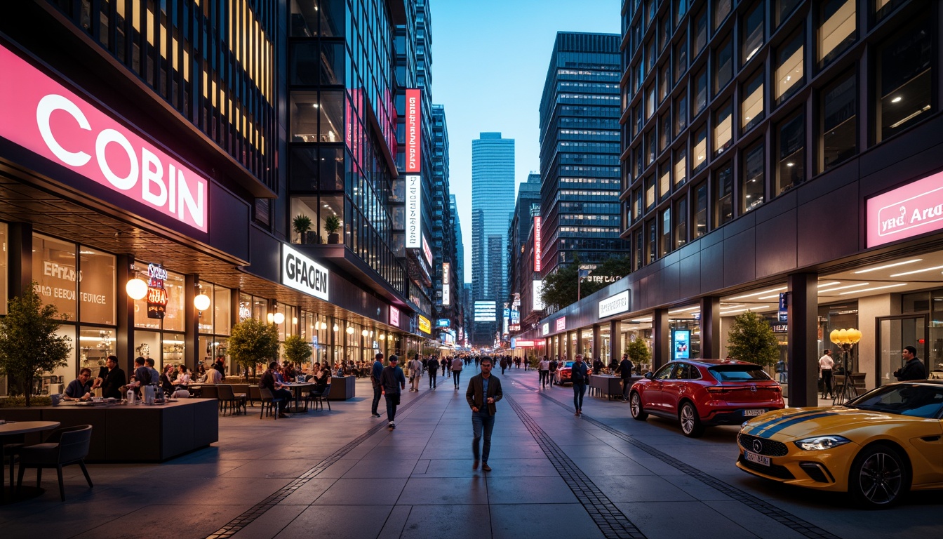 Prompt: Futuristic cityscape, sleek skyscrapers, bustling streets, vibrant neon lights, modern hubs, trendy cafes, co-working spaces, minimalist decor, industrial chic, exposed ductwork, polished concrete floors, floor-to-ceiling windows, geometric light fixtures, LED strips, ambient glow, warm color temperatures, high-contrast lighting, dramatic shadows, 1/1 composition, low-angle shot, cinematic atmosphere, realistic reflections, advanced lighting simulations.