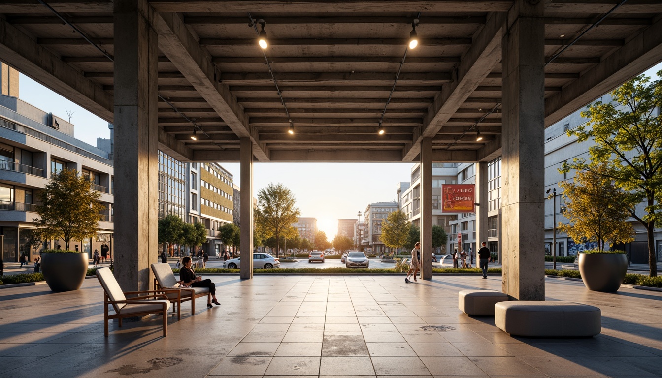 Prompt: Modern building facade, exposed steel beams, industrial chic aesthetic, polished concrete floors, minimalist interior design, open-plan layout, floor-to-ceiling windows, natural light pouring in, urban cityscape views, bustling streets, vibrant street art, eclectic neighborhood vibe, warm golden lighting, shallow depth of field, 1/1 composition, realistic textures, ambient occlusion.