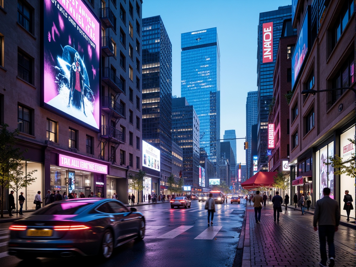 Prompt: Neon-lit cityscape, metallic skyscrapers, iridescent glass facades, holographic advertisements, cyberpunk alleys, neon-drenched streets, futuristic transportation hubs, levitating cars, hyper-modern skyscrapers, LED-infused buildings, electric blue accents, vibrant pink hues, luminescent whites, dark greys, sleek silvers, chrome finishes, geometric patterns, 3D-printed structures, augmented reality interfaces, virtual reality landscapes, panoramic city views, high-contrast lighting, cinematic depth of field, futuristic urban planning.