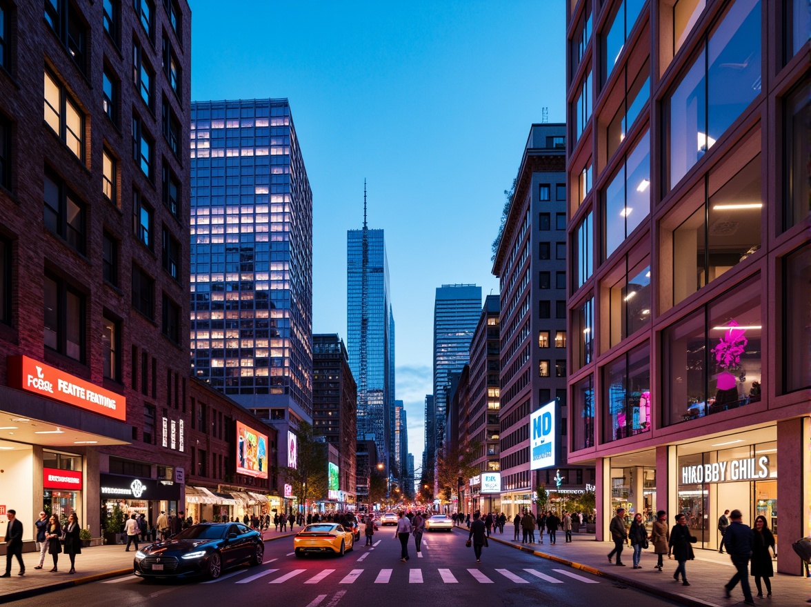 Prompt: Vibrant cityscape, sleek skyscrapers, bold color blocking, neon lights, metallic accents, glass facades, modernist architecture, monochromatic schemes, pastel hues, earthy tones, industrial chic, exposed brick, polished concrete, minimalist decor, futuristic ambiance, LED lighting, dynamic shadows, high-contrast colors, 3D modeling, atmospheric perspective, cinematic composition.