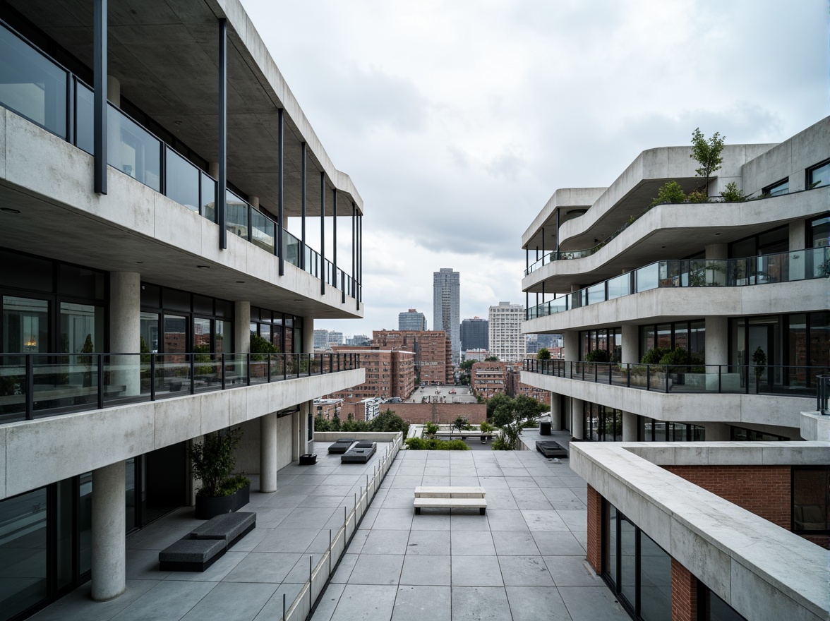 Prompt: Modern building facade, clean lines, minimalist aesthetic, large glass windows, steel frames, cantilevered roofs, open floor plans, industrial materials, exposed ductwork, polished concrete floors, sleek metal railings, geometric shapes, urban cityscape, cloudy sky, soft natural lighting, shallow depth of field, 3/4 composition, realistic textures, ambient occlusion.