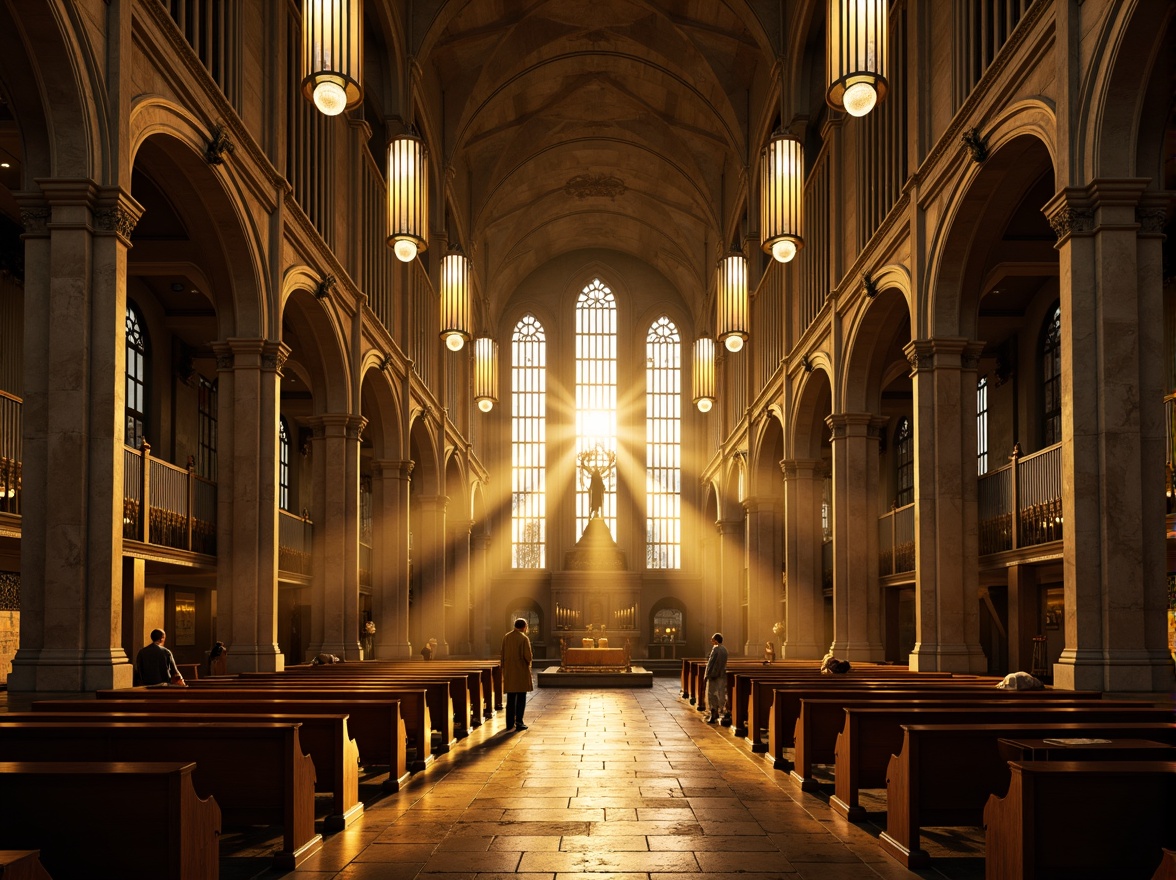 Prompt: Ethereal cathedral interior, stained glass windows, warm golden lighting, soft diffused illumination, dramatic beam of light, vaulted ceilings, ornate chandeliers, intricate stone carvings, majestic pipe organs, serene ambiance, peaceful atmosphere, subtle color temperature, gentle shadows, 1/1 composition, high contrast ratio, realistic reflections, ambient occlusion.