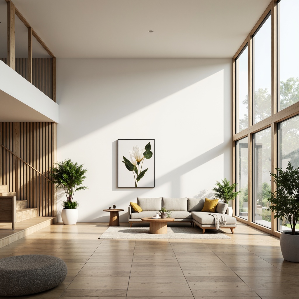 Prompt: Minimalist house, clean lines, simple shapes, white walls, large windows, sliding glass doors, natural light pouring in, bright airy atmosphere, sparse decor, wooden floors, low-profile furniture, greenery accents, potted plants, soft warm lighting, shallow depth of field, 1/1 composition, realistic textures, ambient occlusion.