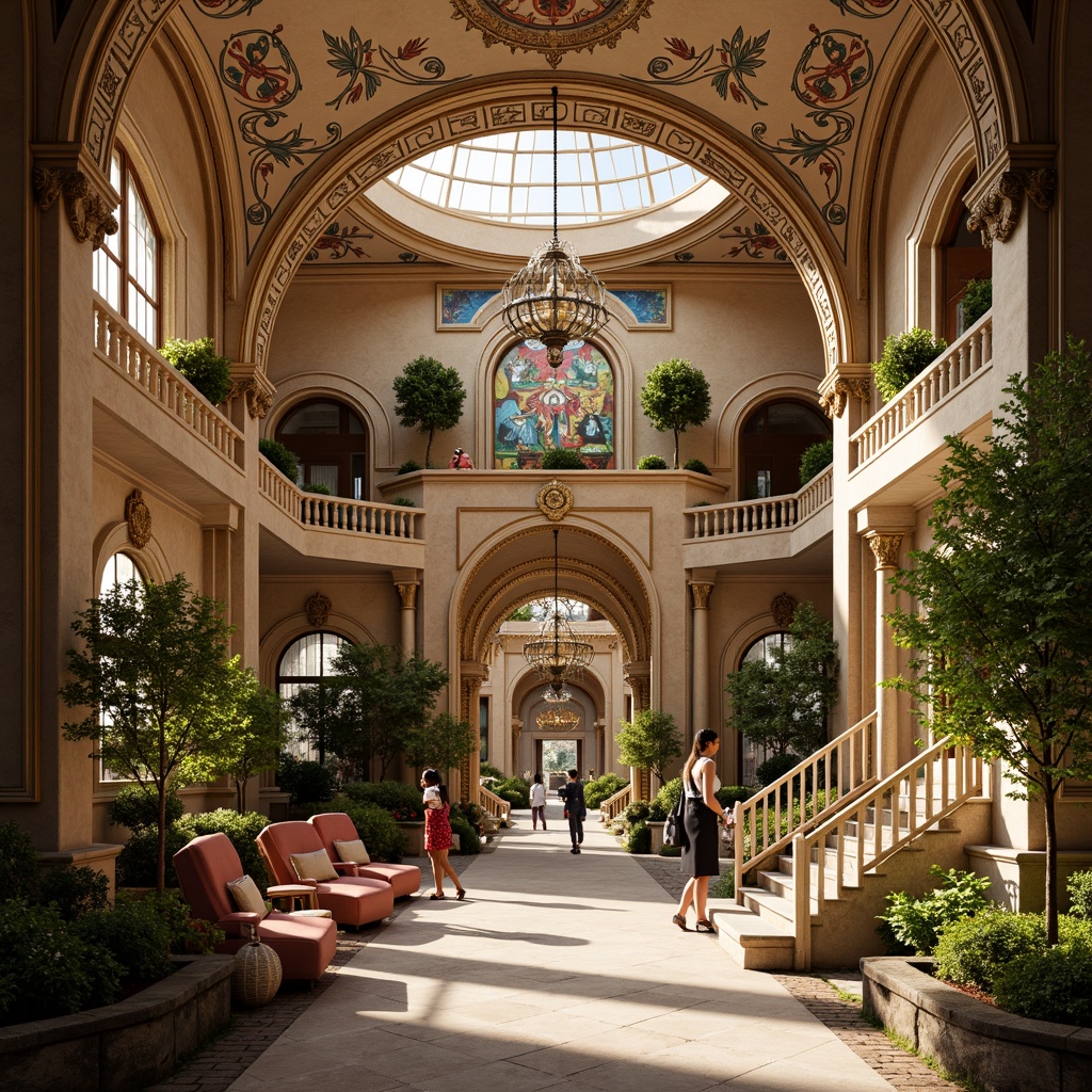 Prompt: Intricate kindergarten, ornate Baroque architecture, lavish decorations, golden accents, curved lines, grand entrance, sweeping staircases, opulent chandeliers, vibrant colorful murals, whimsical sculptures, playful fountains, lush greenery, soft warm lighting, shallow depth of field, 1/1 composition, realistic textures, ambient occlusion.