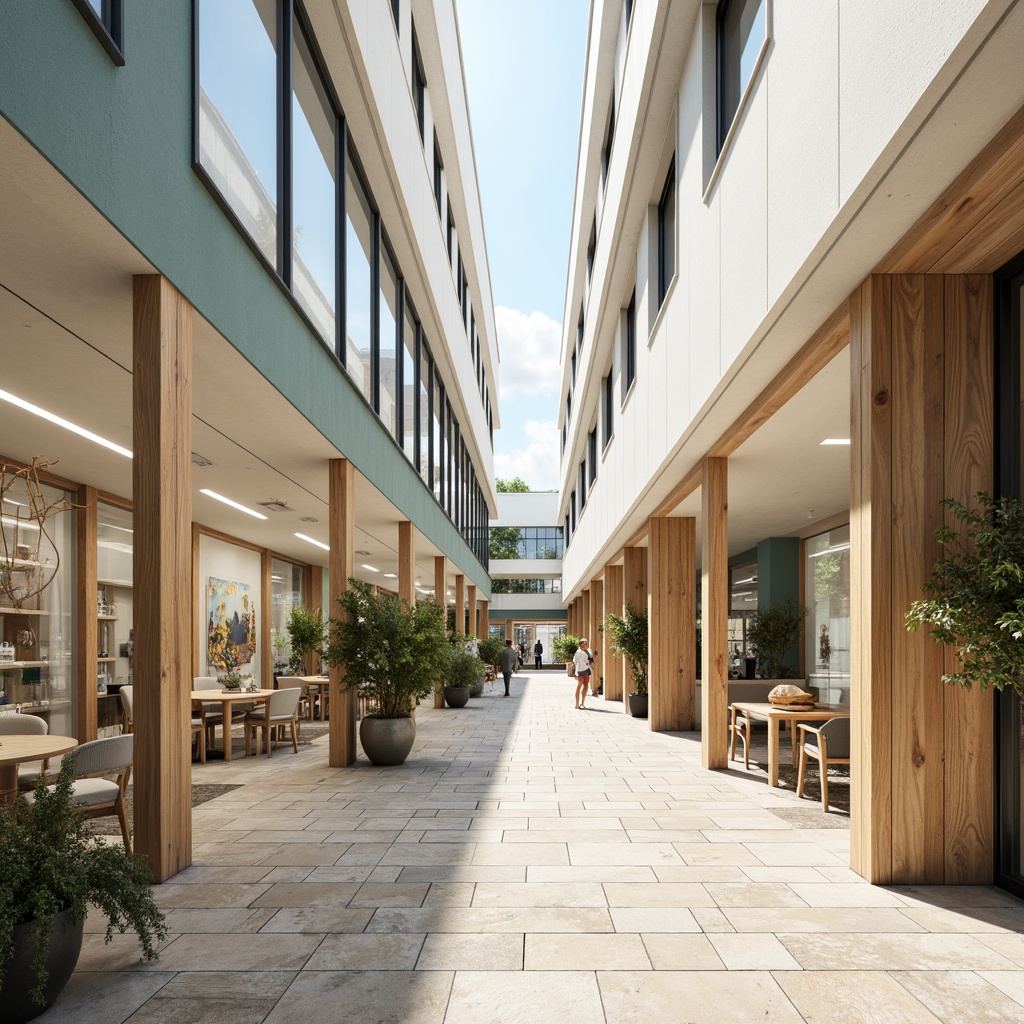 Prompt: Coastal shopping center, minimalist architecture, large windows, sliding glass doors, natural stone floors, reclaimed wood accents, ocean-inspired color palette, soft creamy whites, calming blues, sandy neutrals, abundant natural light, high ceilings, open spaces, airy atmosphere, beachy vibe, nautical elements, rope details, driftwood decor, potted plants, green walls, skylights, clerestory windows, 1/1 composition, softbox lighting, warm sunny day, shallow depth of field, realistic textures.