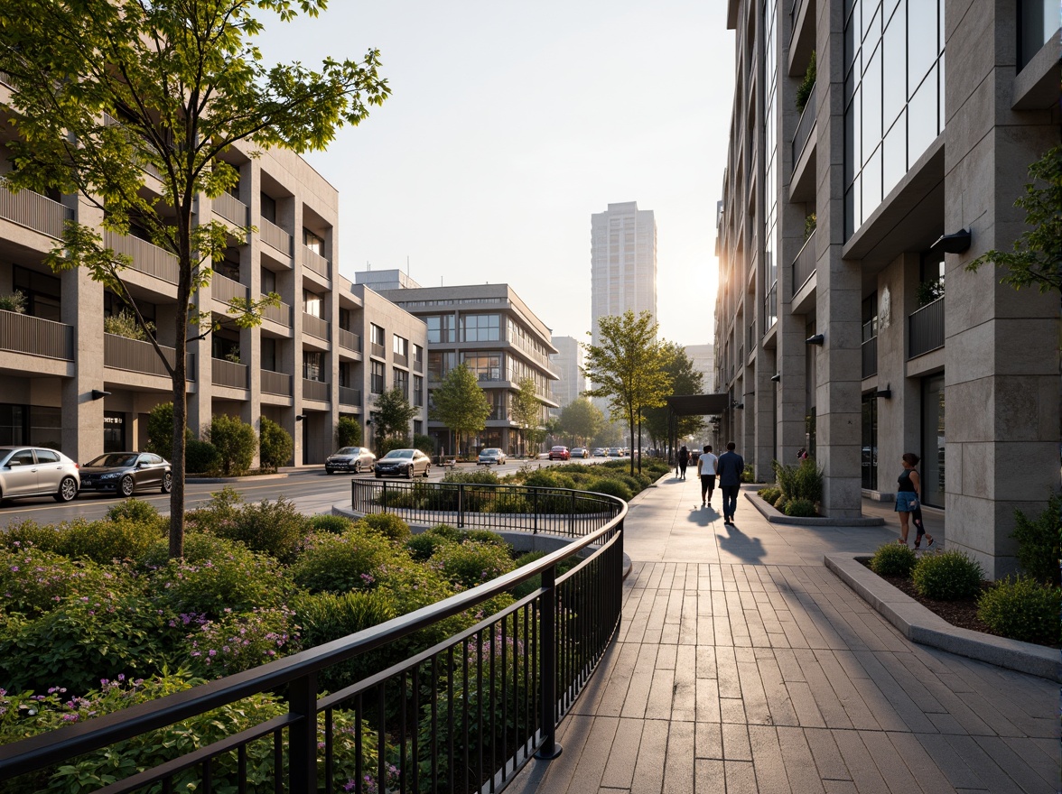 Prompt: Curved pedestrian bridge, sleek metal railings, wooden decking, lush greenery, vibrant flowers, natural stone pillars, modern architecture, urban landscape, bustling city streets, busy intersections, morning commute, soft warm lighting, shallow depth of field, 3/4 composition, panoramic view, realistic textures, ambient occlusion.